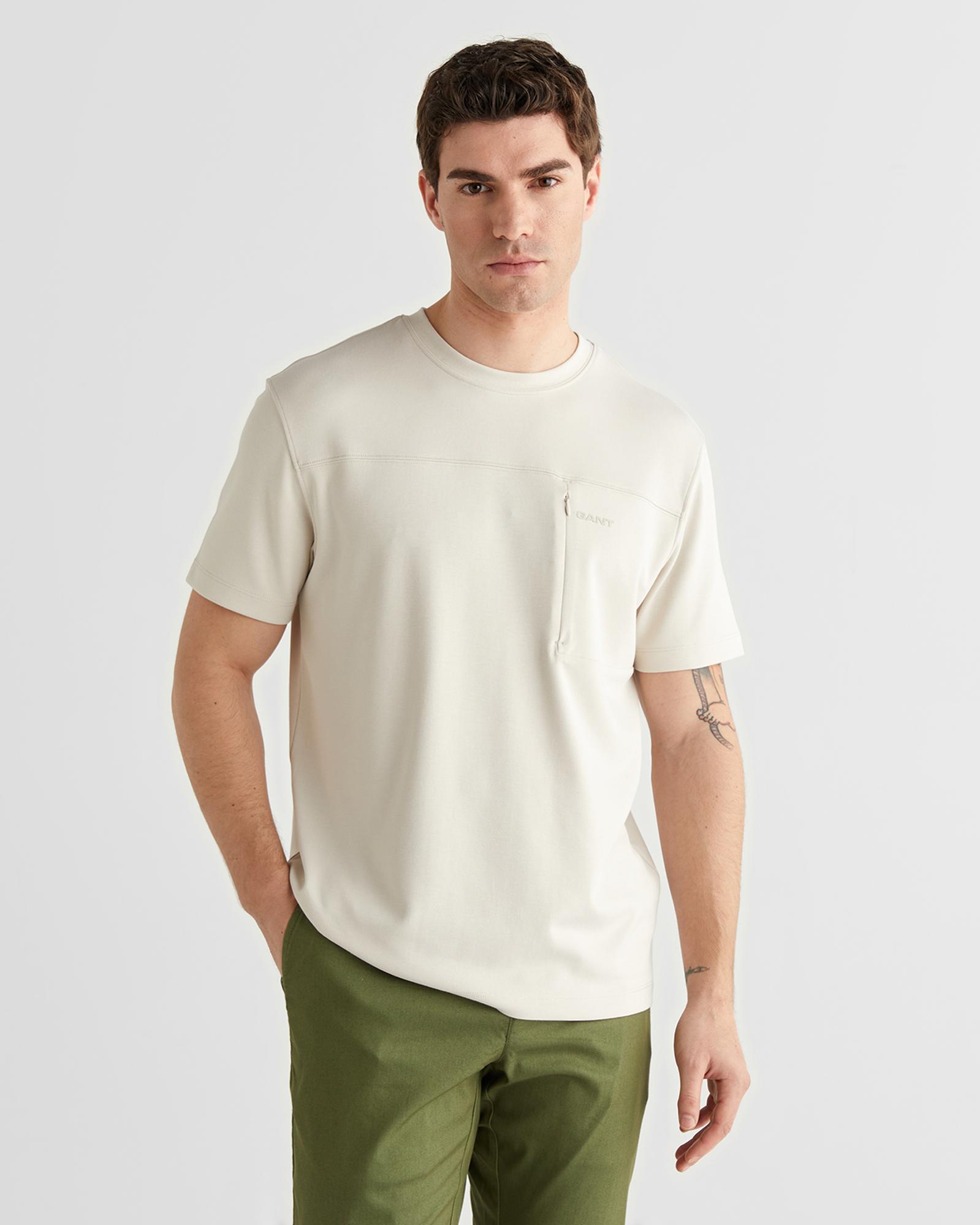GANT Erkek Krem Bisiklet Yaka Regular Fit T-Shirt