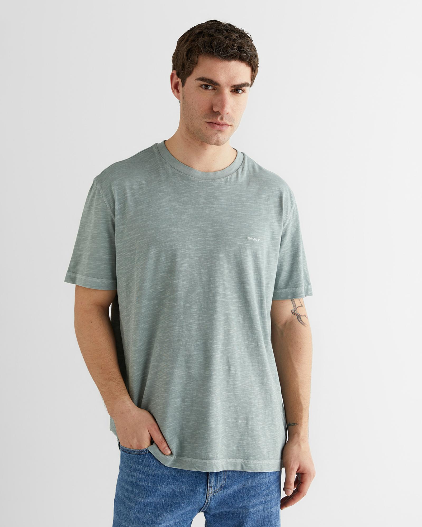 GANT Erkek Yeşil Bisiklet Yaka Regular Fit T-Shirt