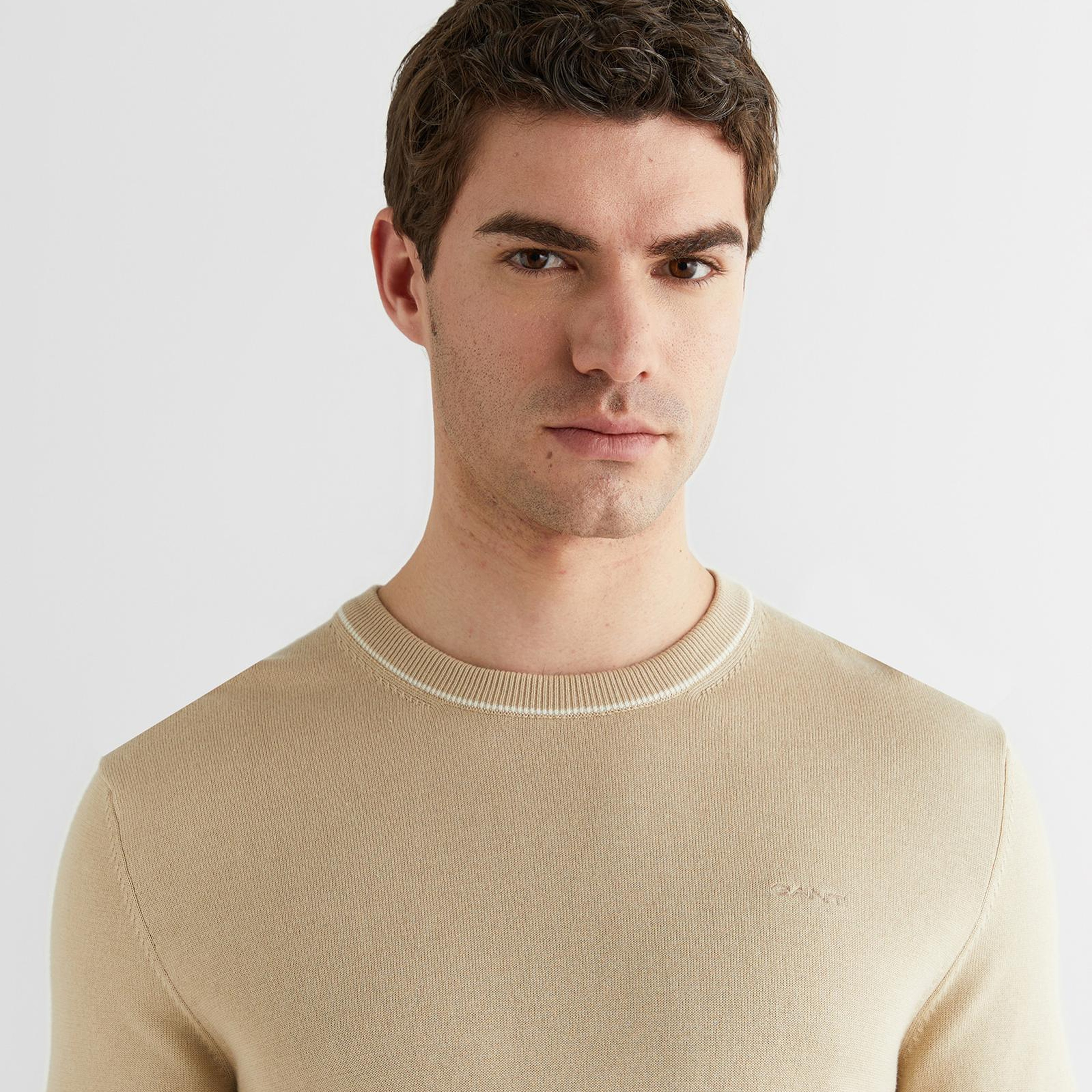 GANT Erkek Bej Regular Fit Kısa Kollu Triko