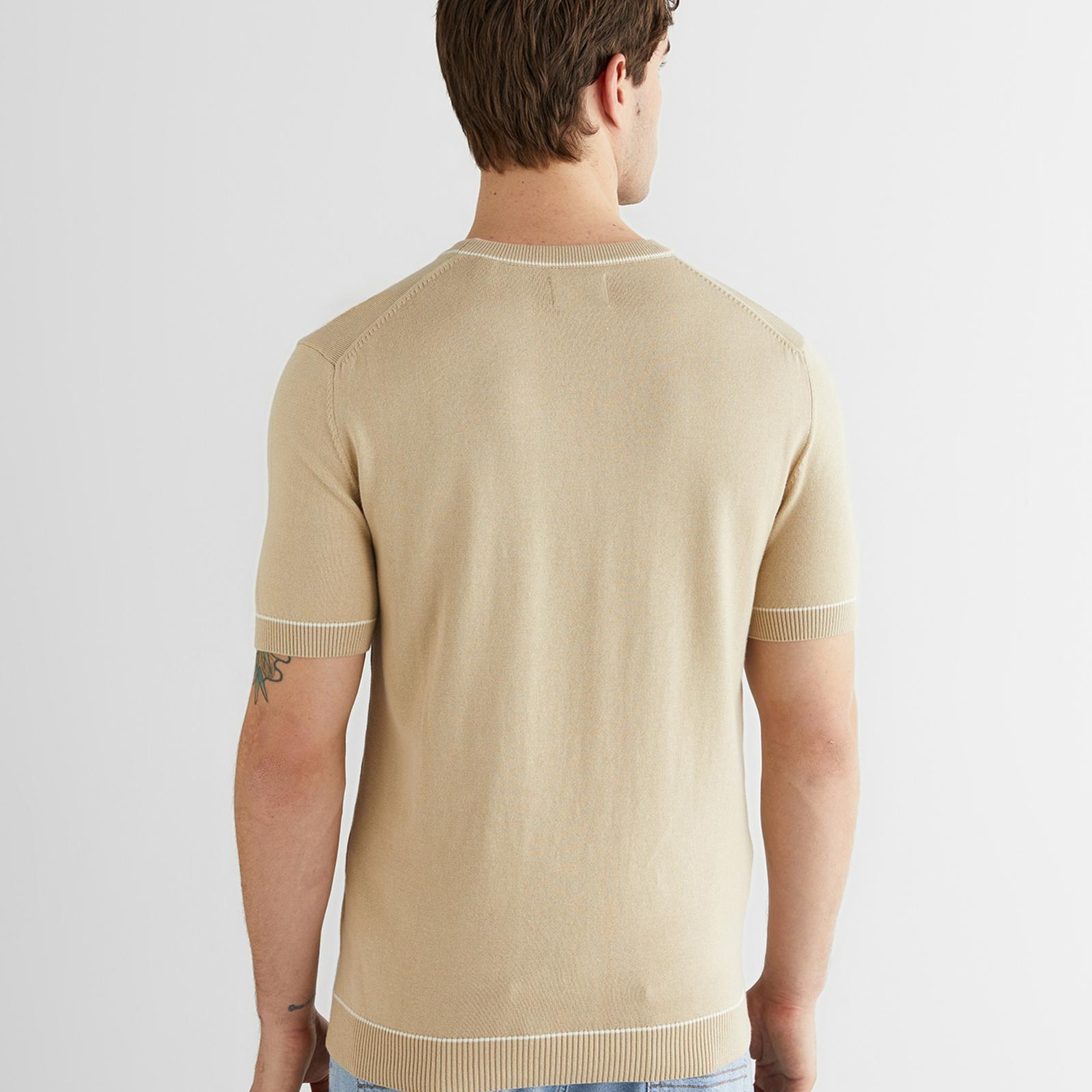 GANT Erkek Bej Regular Fit Kısa Kollu Triko