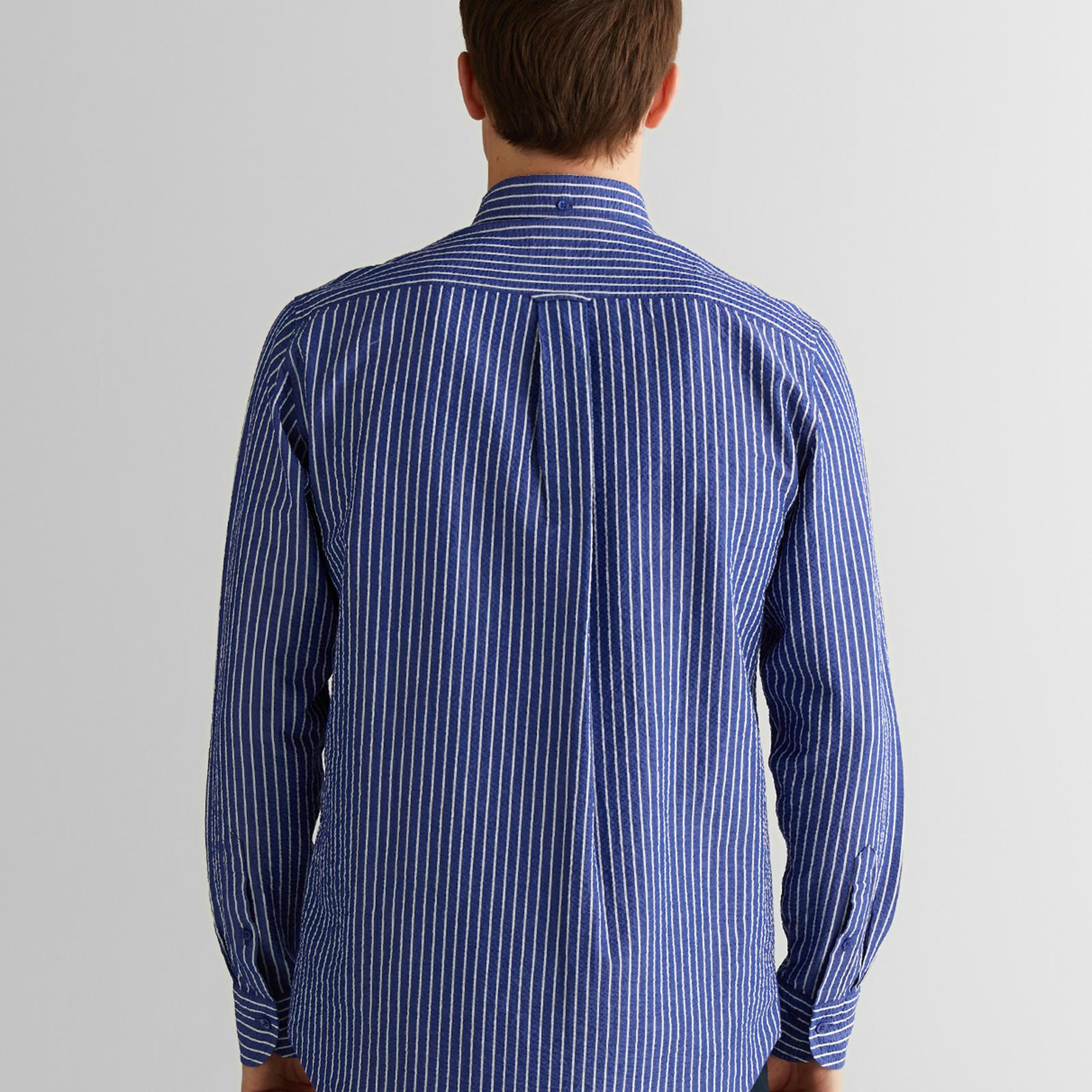 GANT Erkek Lacivert Düğmeli Yaka Çizgili Gömlek
