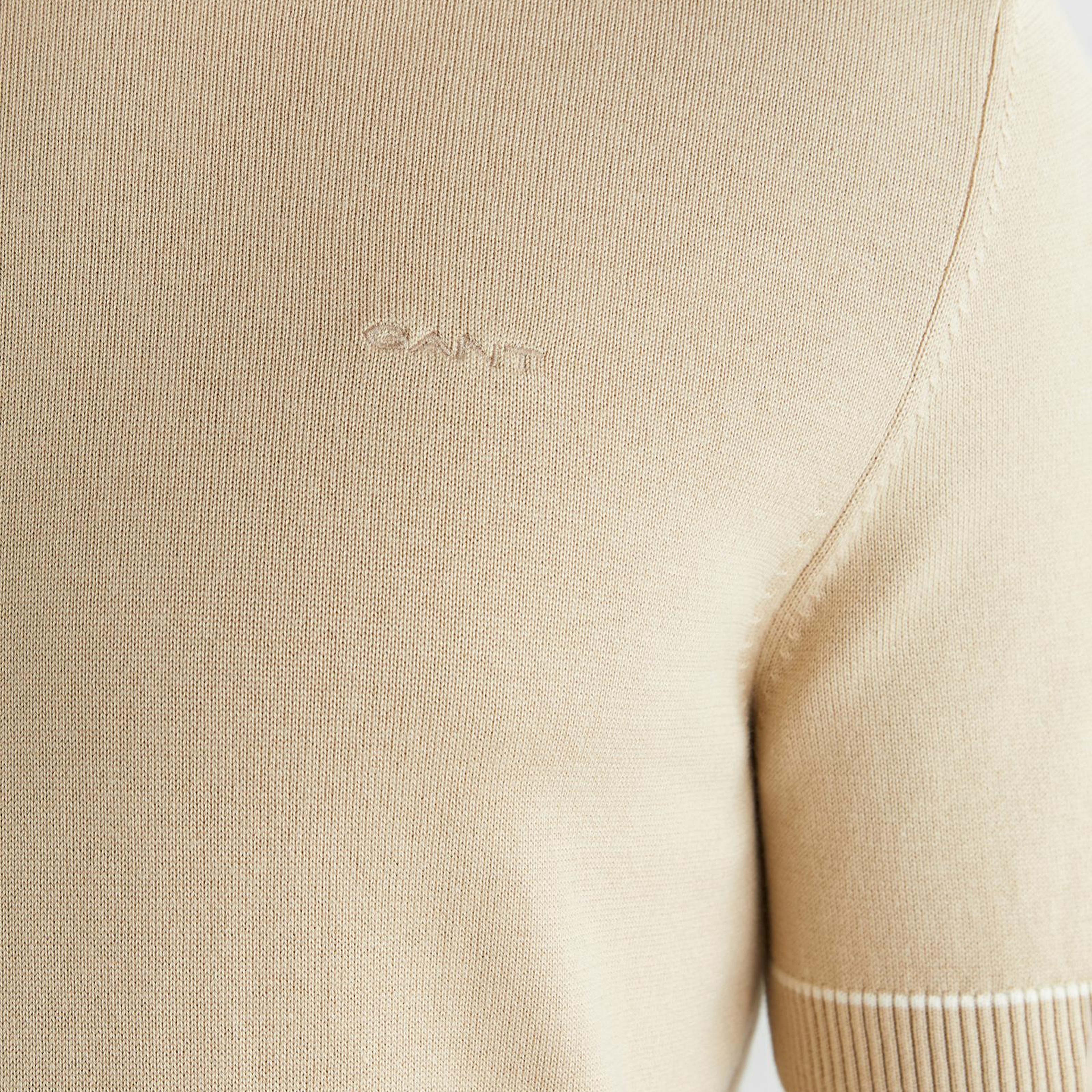 GANT Erkek Bej Regular Fit Kısa Kollu Triko