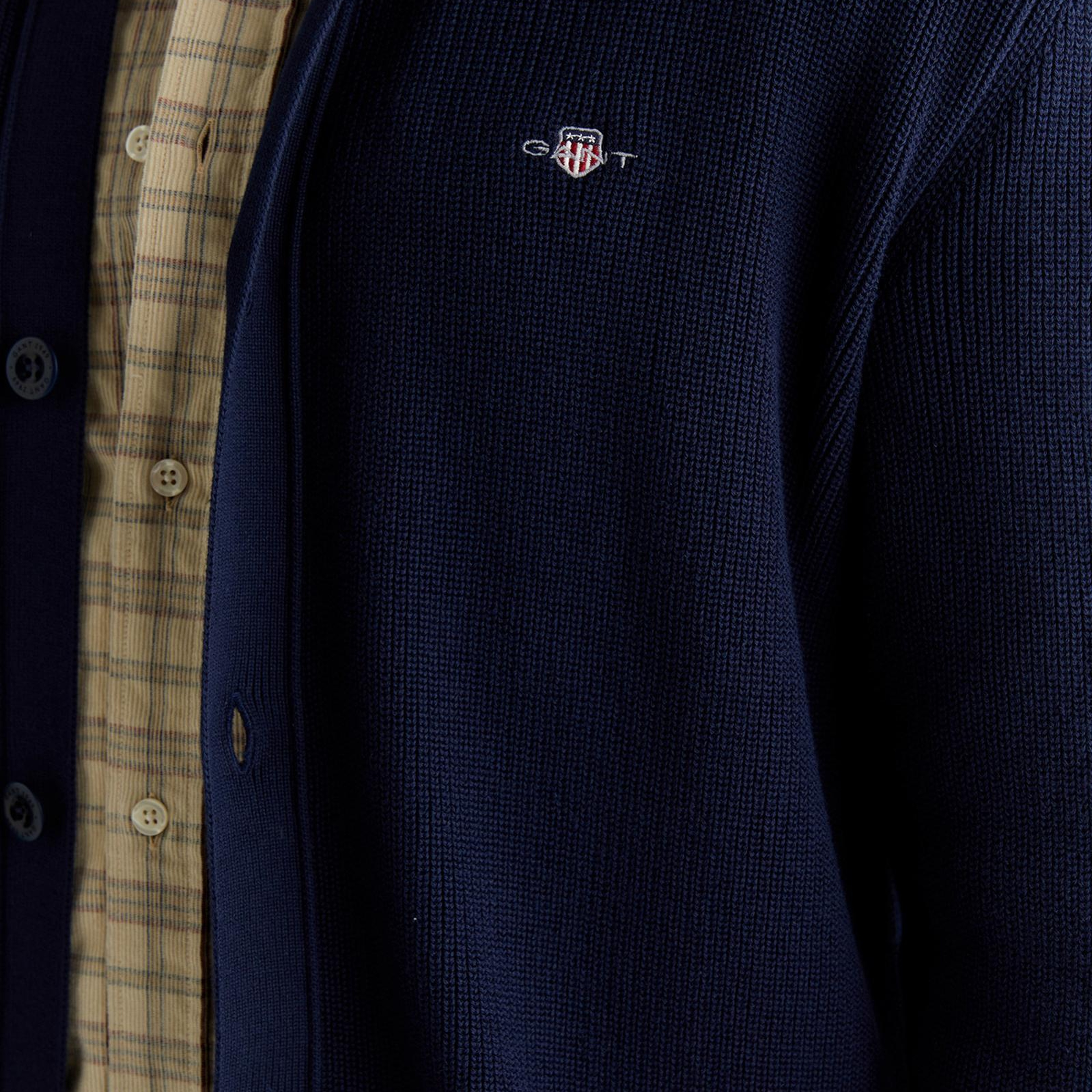 GANT Erkek Lacivert Regular Fit Düğmeli Hırka