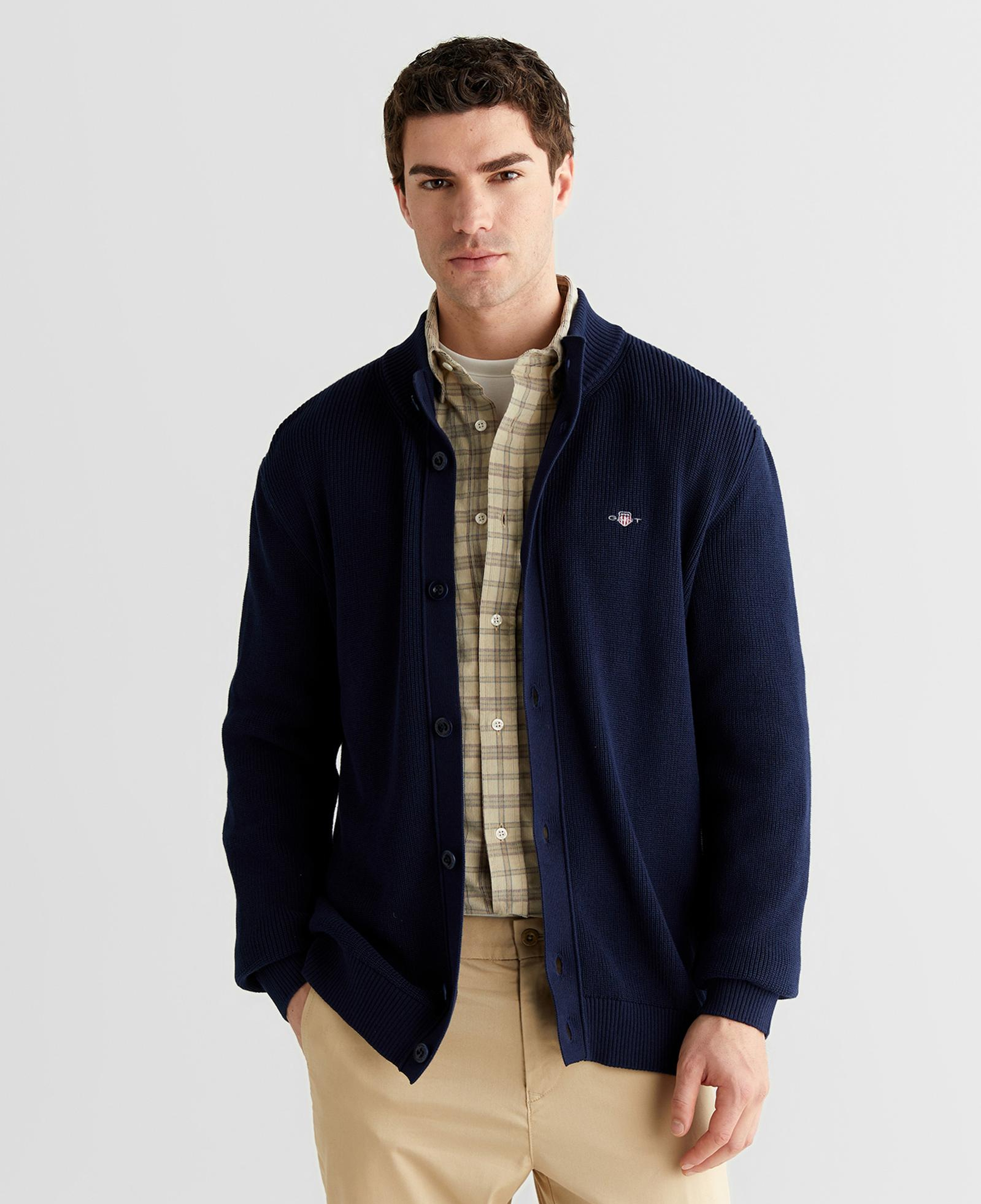 GANT Erkek Lacivert Regular Fit Düğmeli Hırka