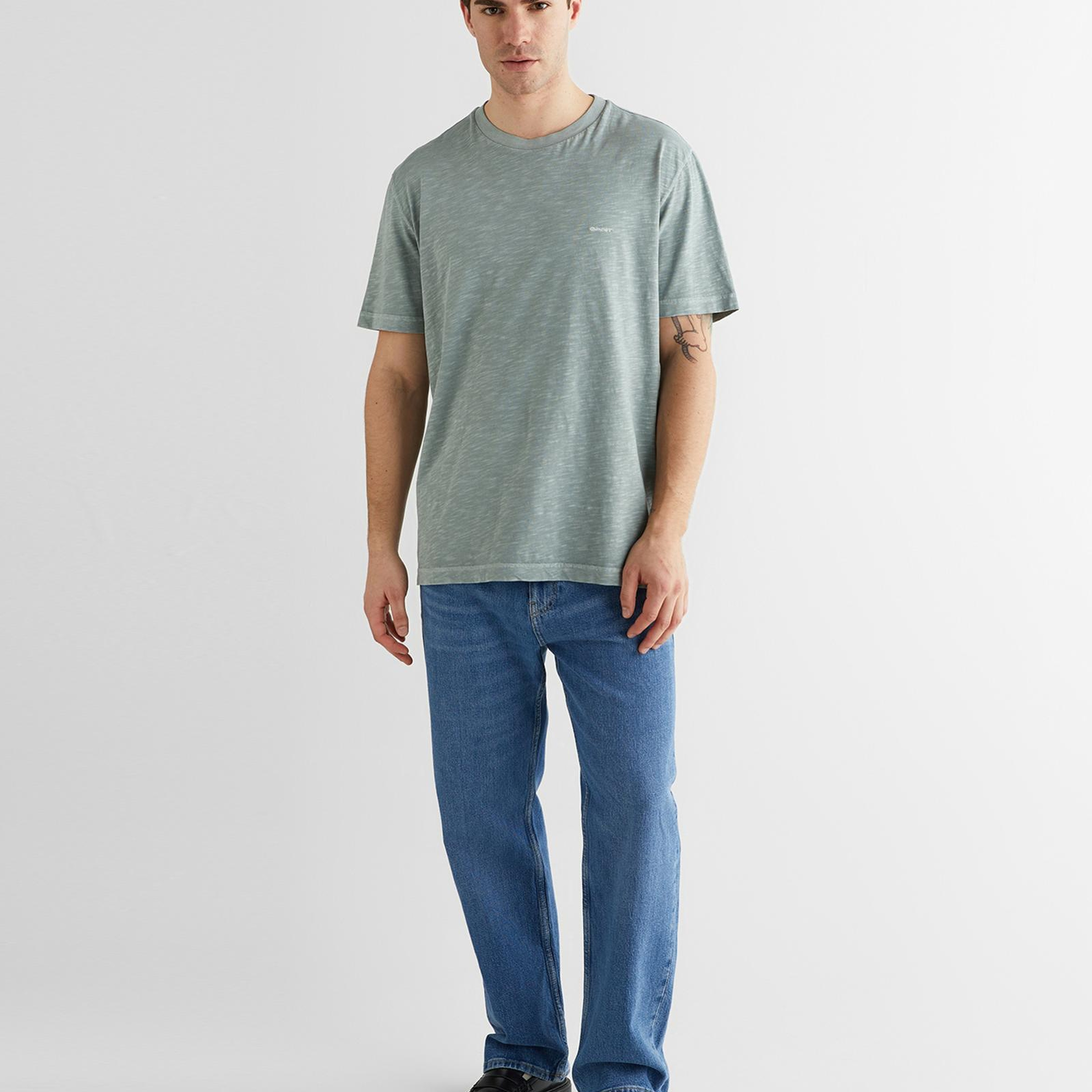 GANT Erkek Yeşil Bisiklet Yaka Regular Fit T-Shirt