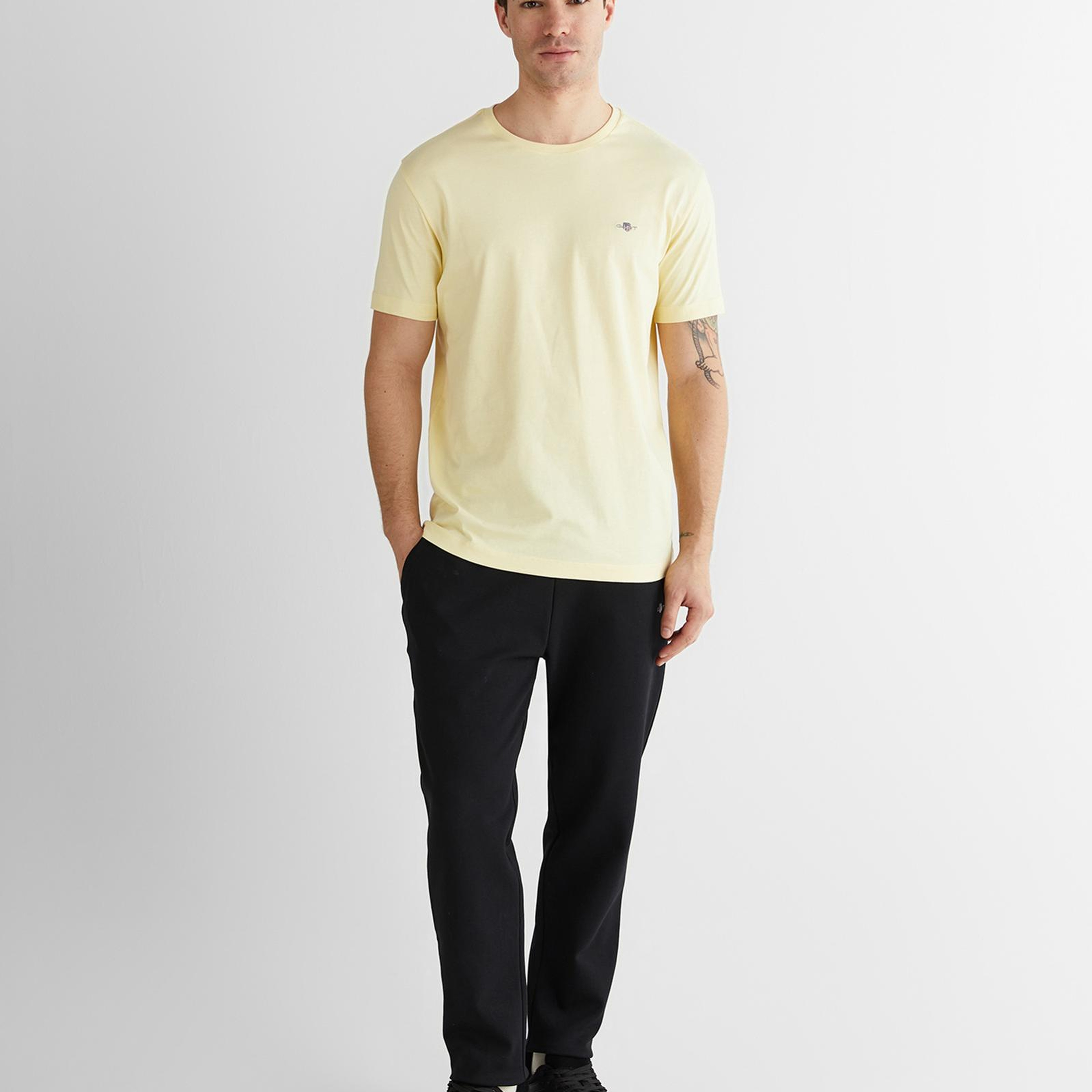 GANT Erkek Sarı Bisiklet Yaka Regular Fit Logolu T-Shirt