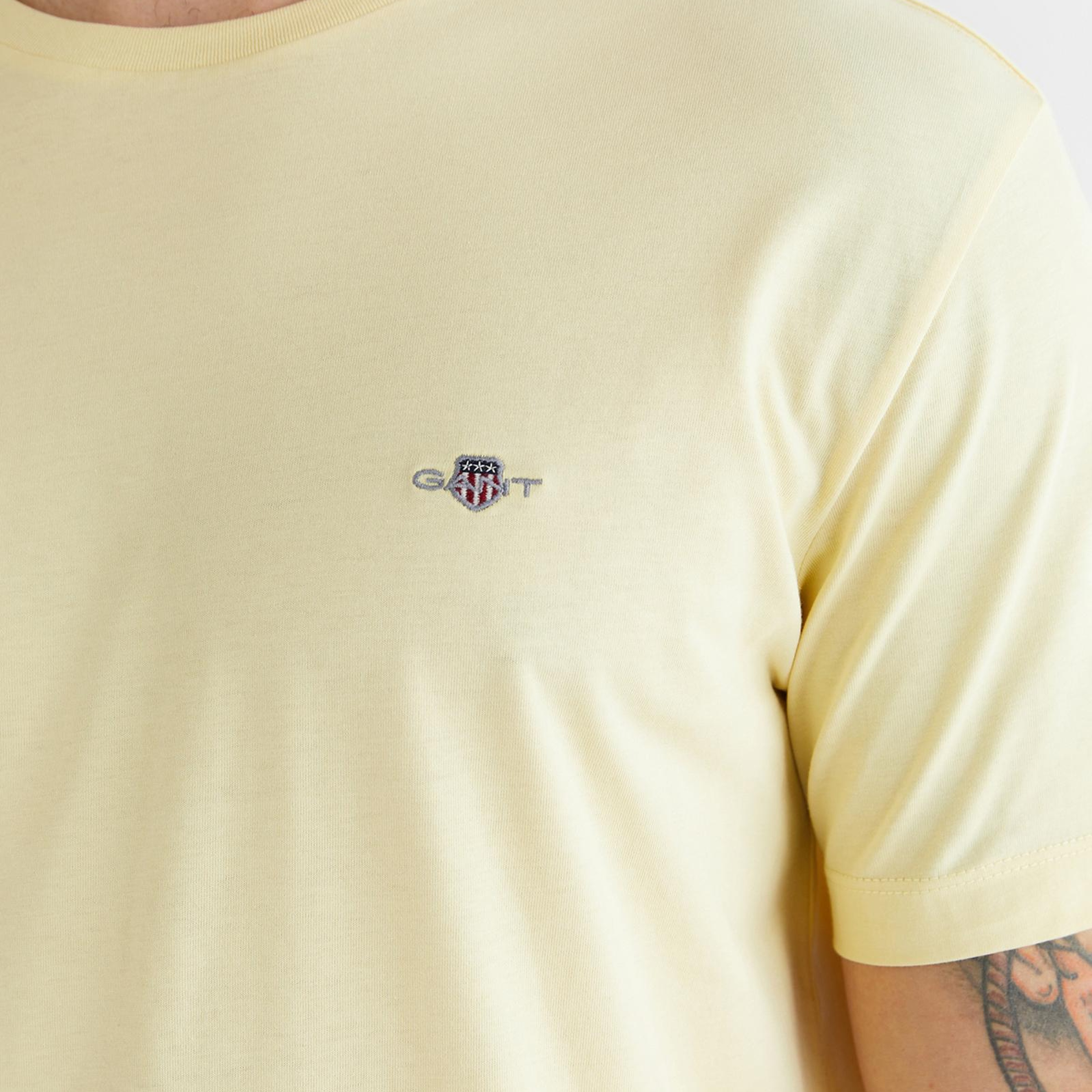 GANT Erkek Sarı Bisiklet Yaka Regular Fit Logolu T-Shirt