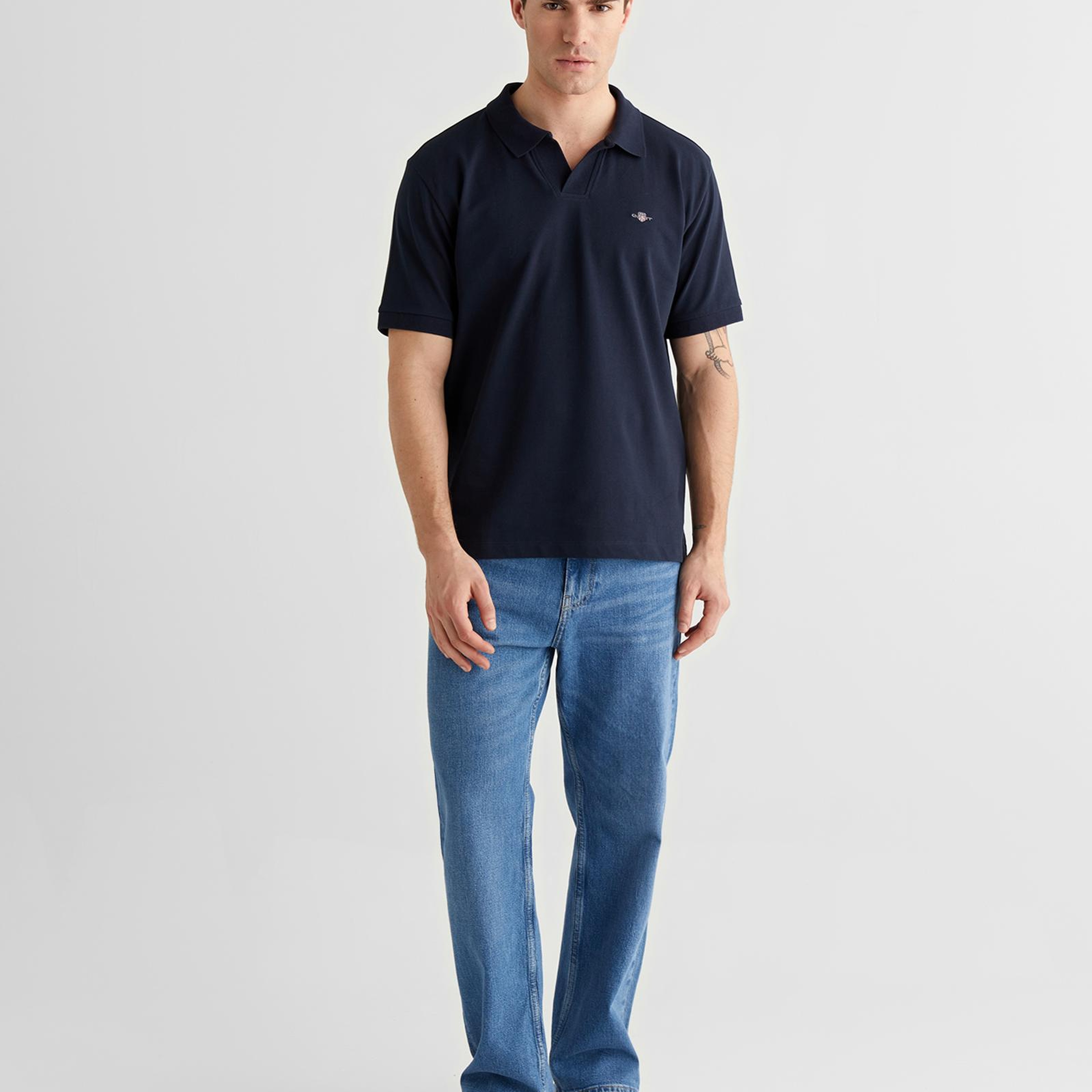GANT Erkek Lacivert Regular Fit Logolu Polo Yaka T-Shirt