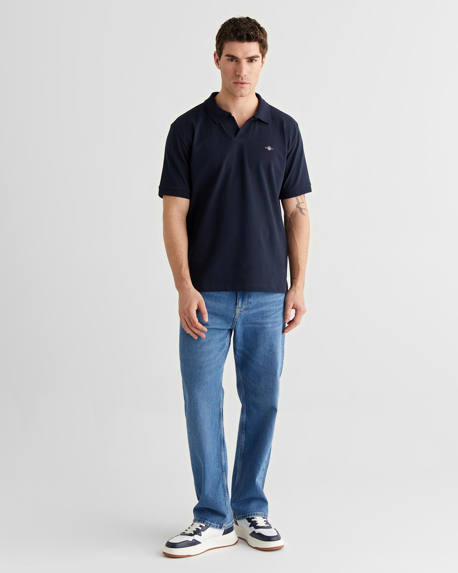 GANT Erkek Lacivert Regular Fit Logolu Polo Yaka T-Shirt
