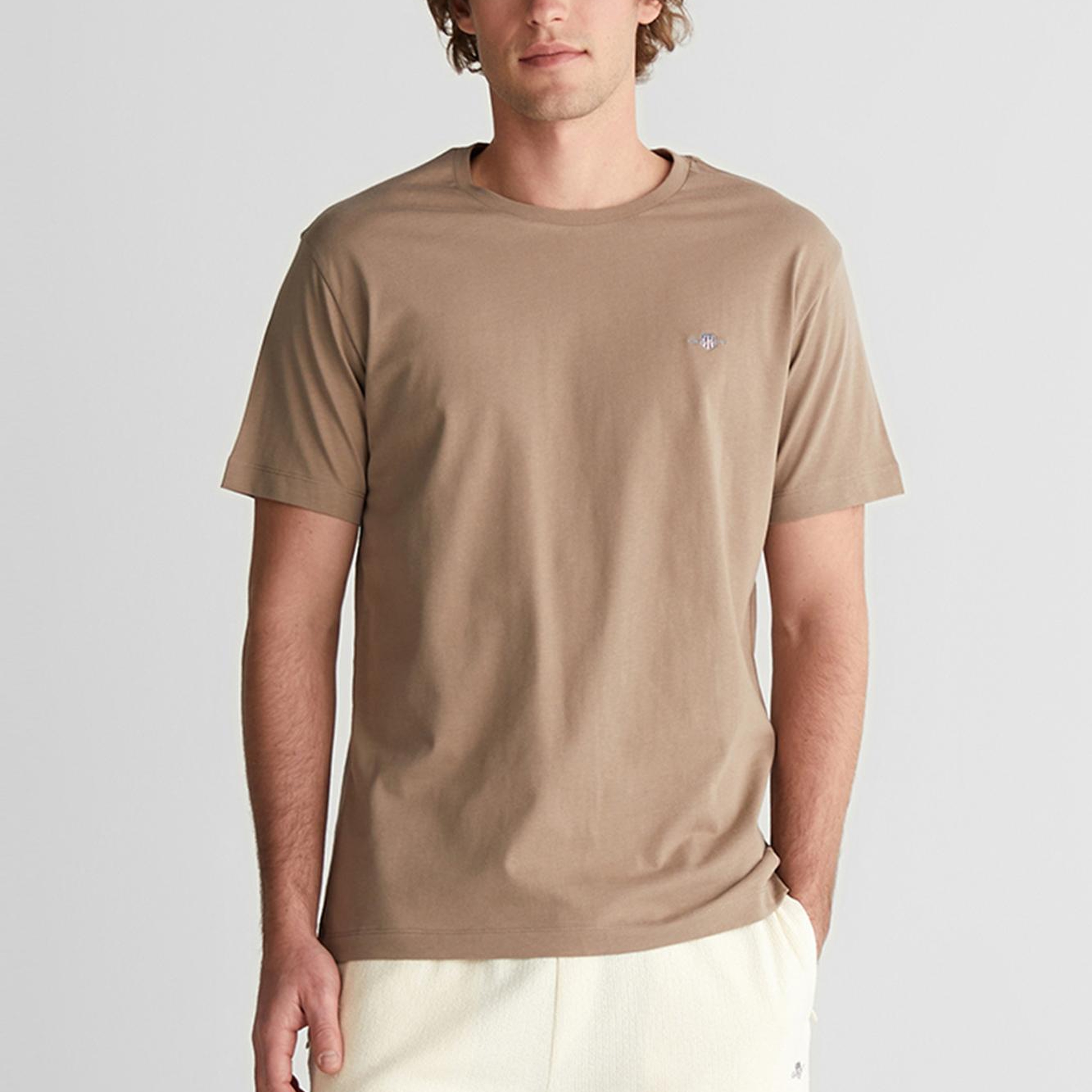 GANT Erkek Kahverengi Regular Fit Bisiklet Yaka Logolu Kazak