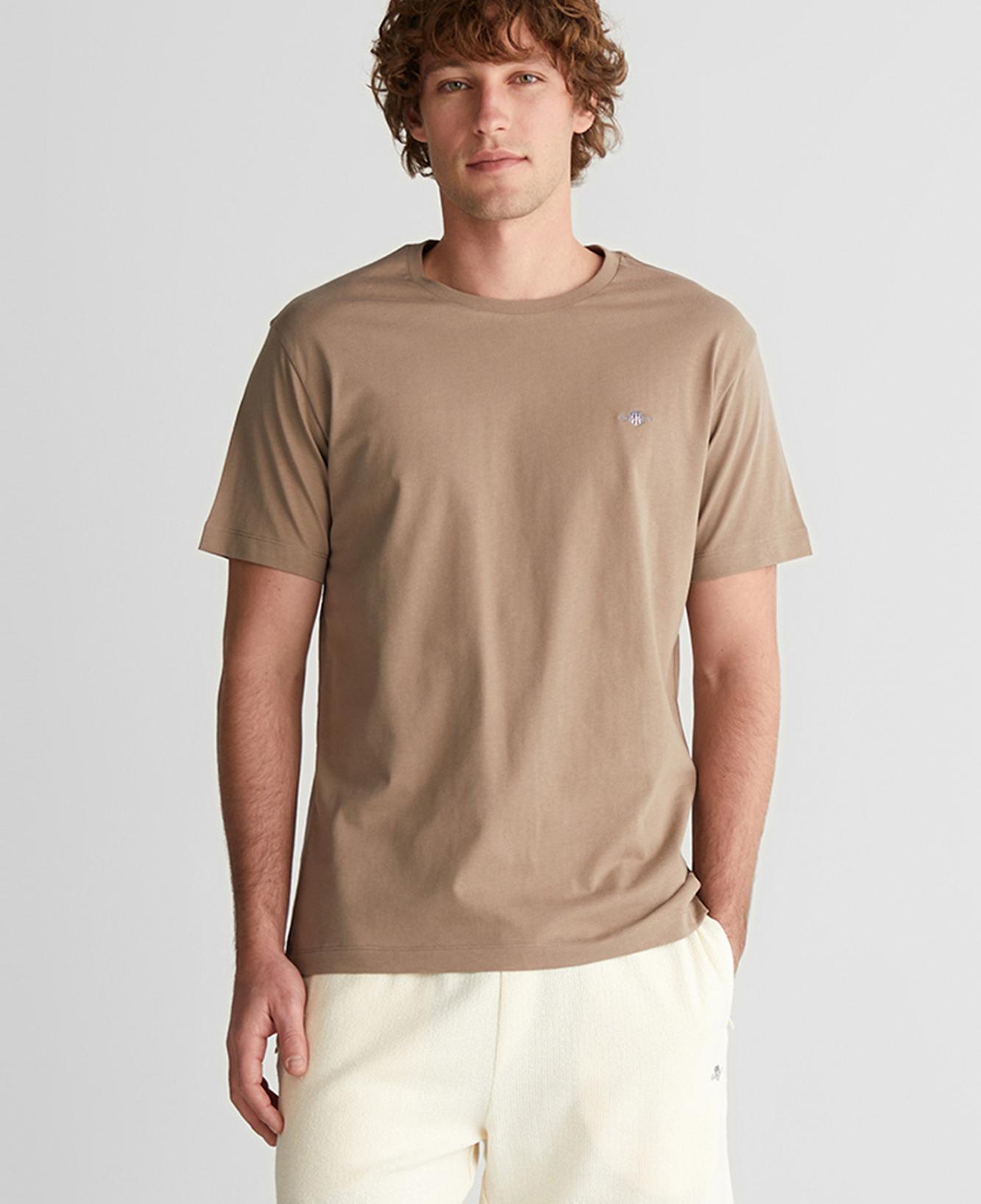 GANT Erkek Kahverengi Regular Fit Bisiklet Yaka Logolu Kazak