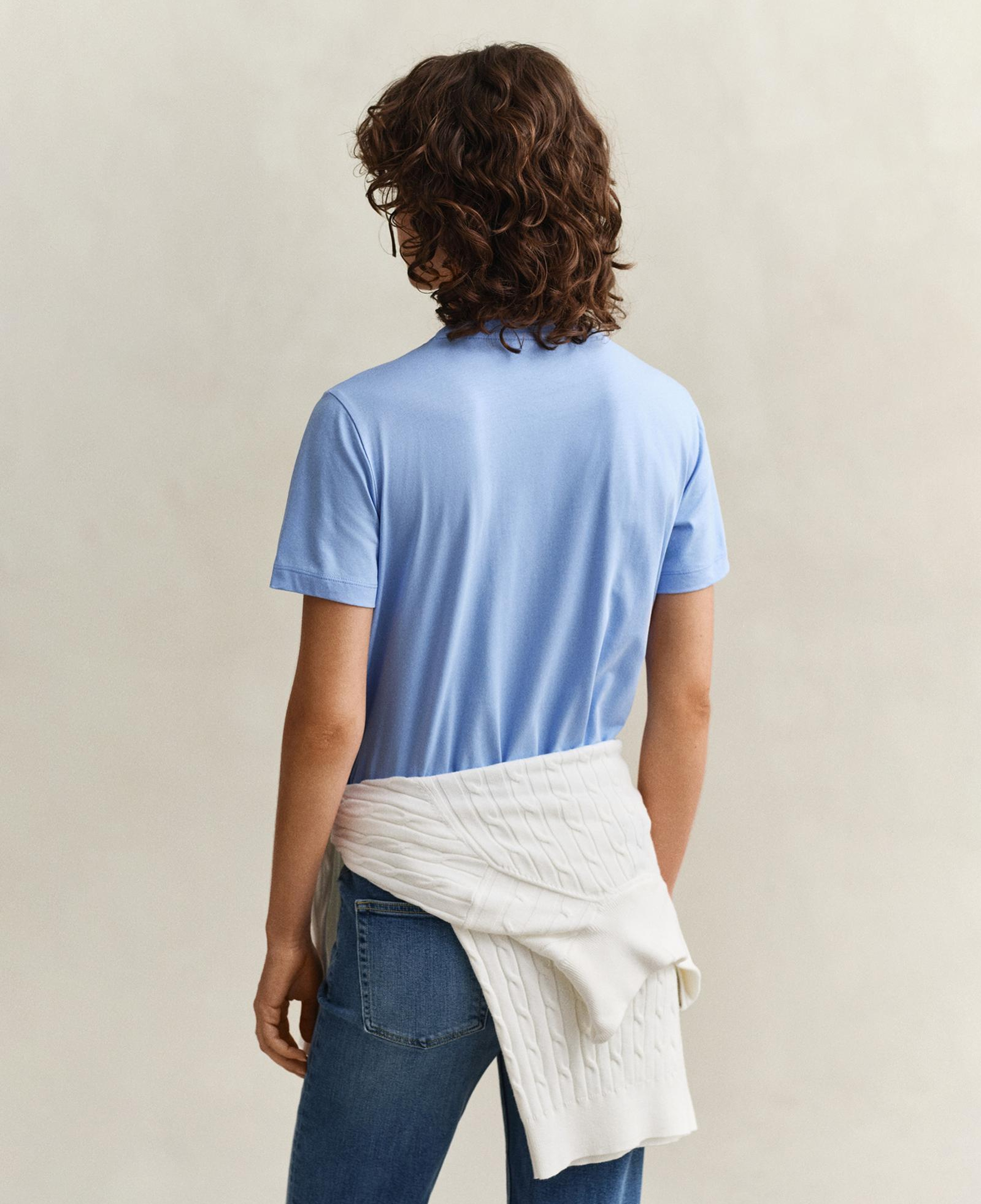 GANT Kadın Mavi Bisiklet Yaka Regular Fit Logolu T-Shirt