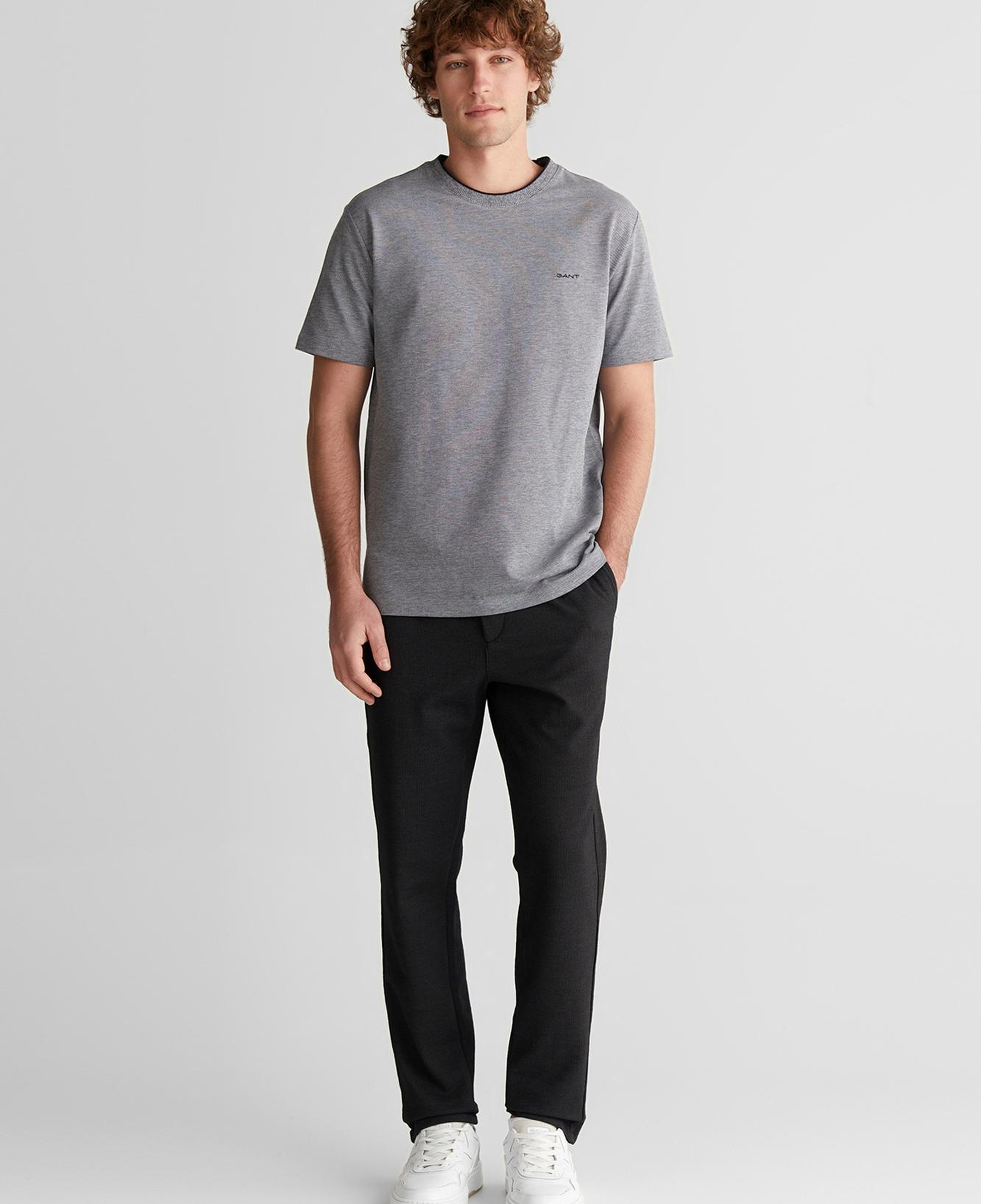 GANT Erkek Siyah Bisiklet Yaka Regular Fit T-Shirt