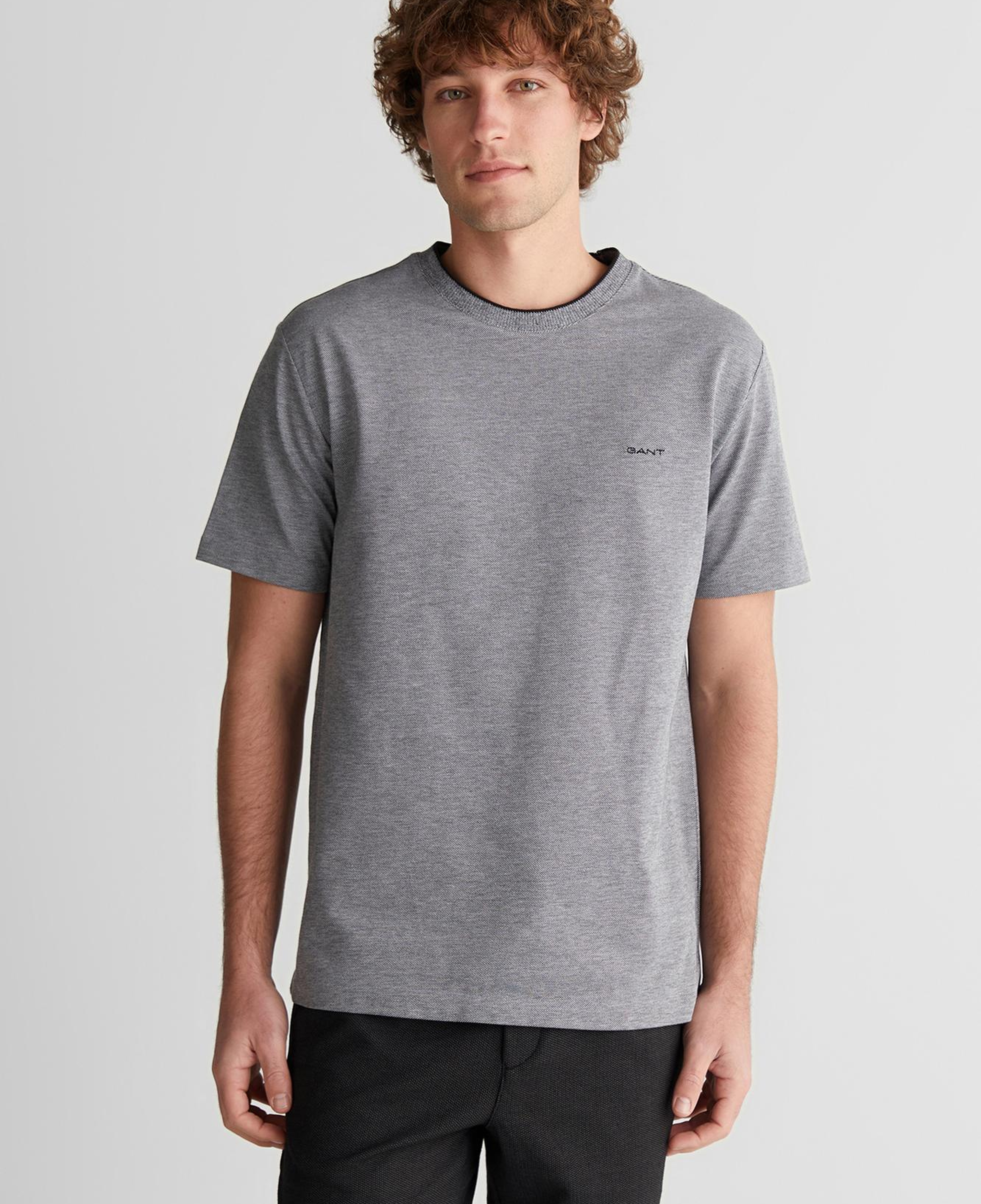 GANT Erkek Siyah Bisiklet Yaka Regular Fit T-Shirt