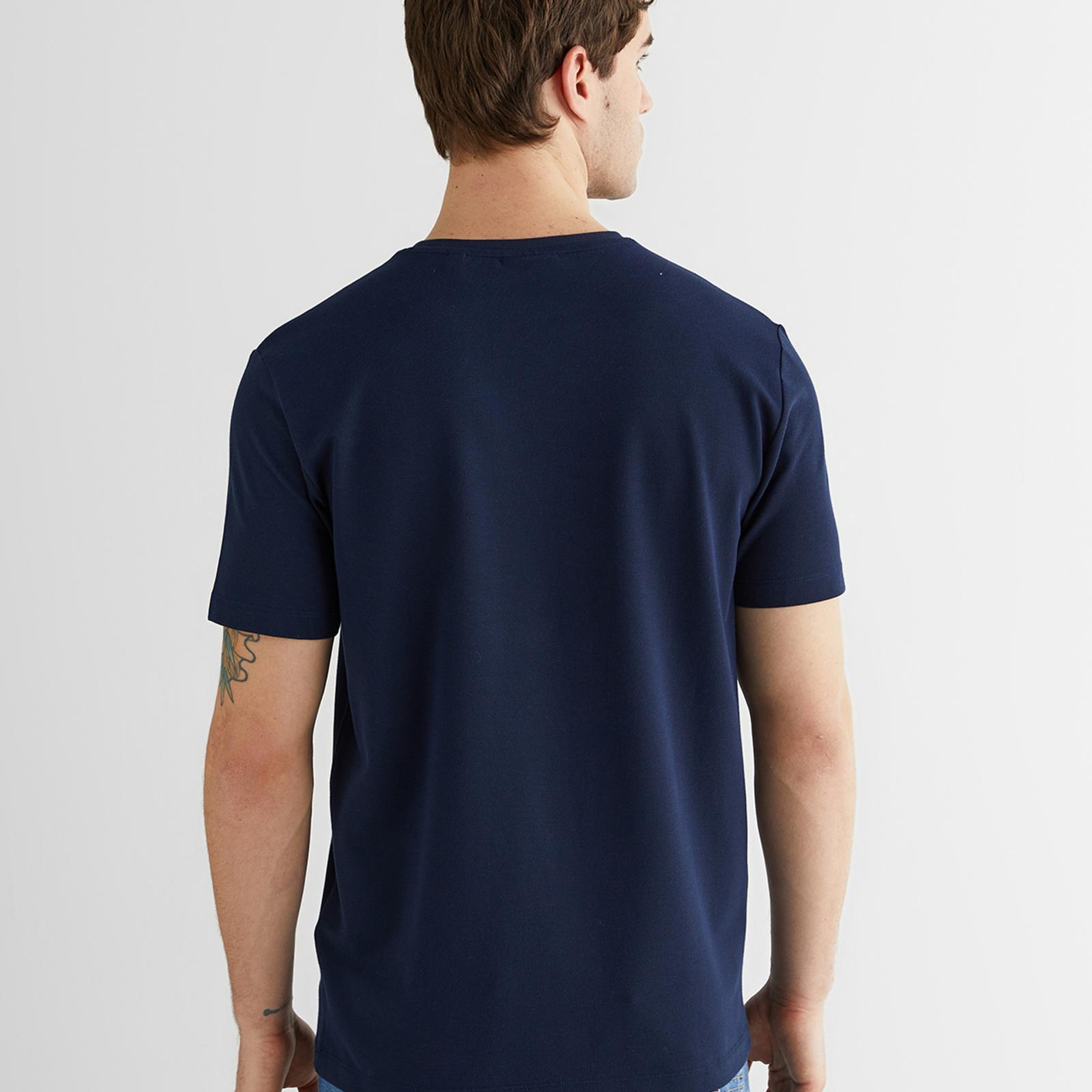 GANT Erkek Lacivert Bisiklet Yaka Regular Fit Logolu T-Shirt
