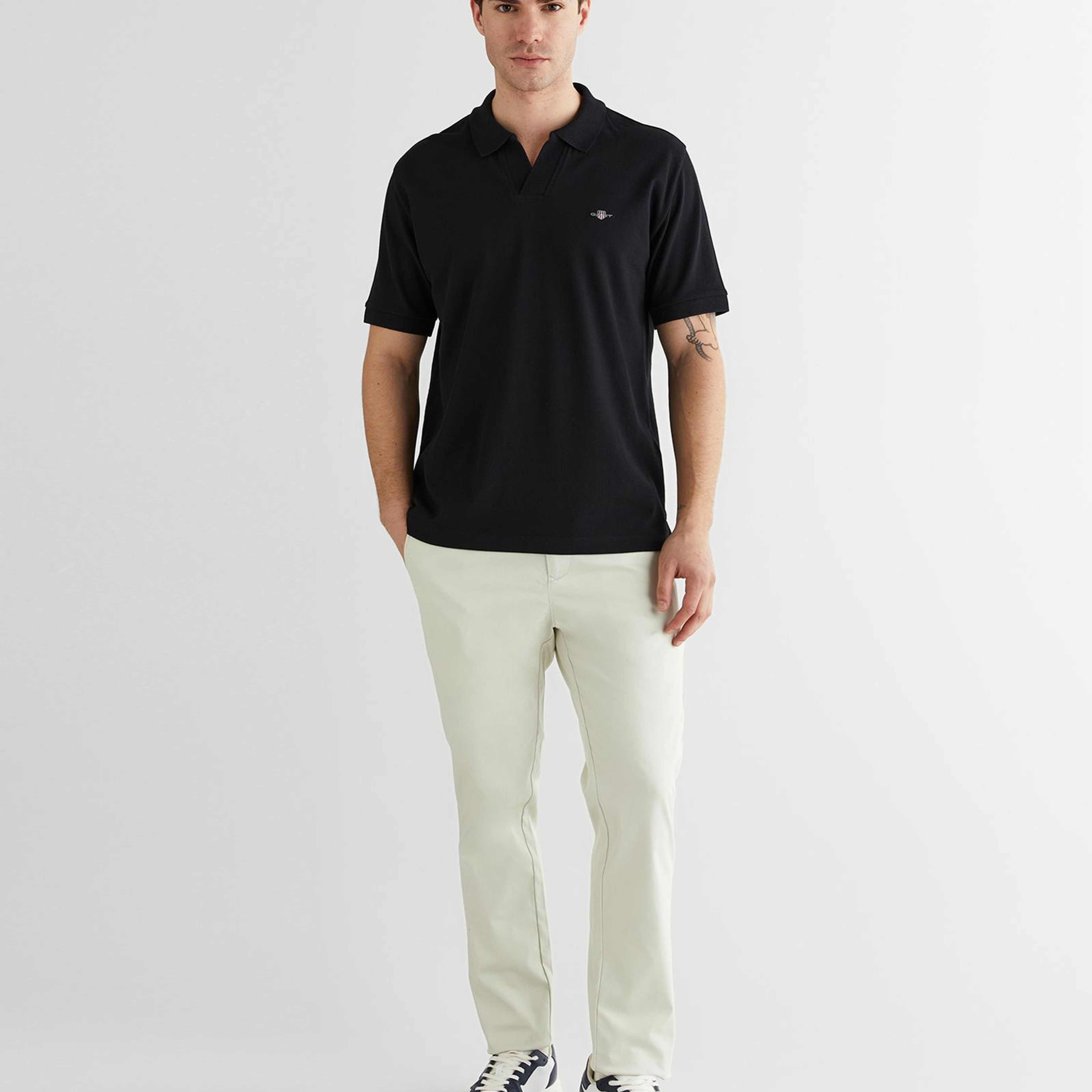 GANT Erkek Siyah Regular Fit Logolu Polo Yaka T-Shirt