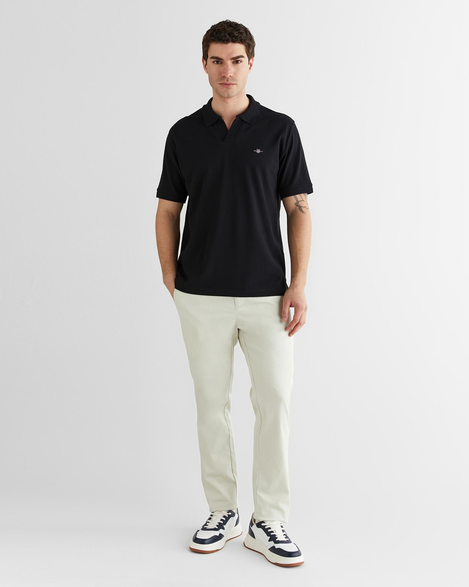 GANT Erkek Siyah Regular Fit Logolu Polo Yaka T-Shirt