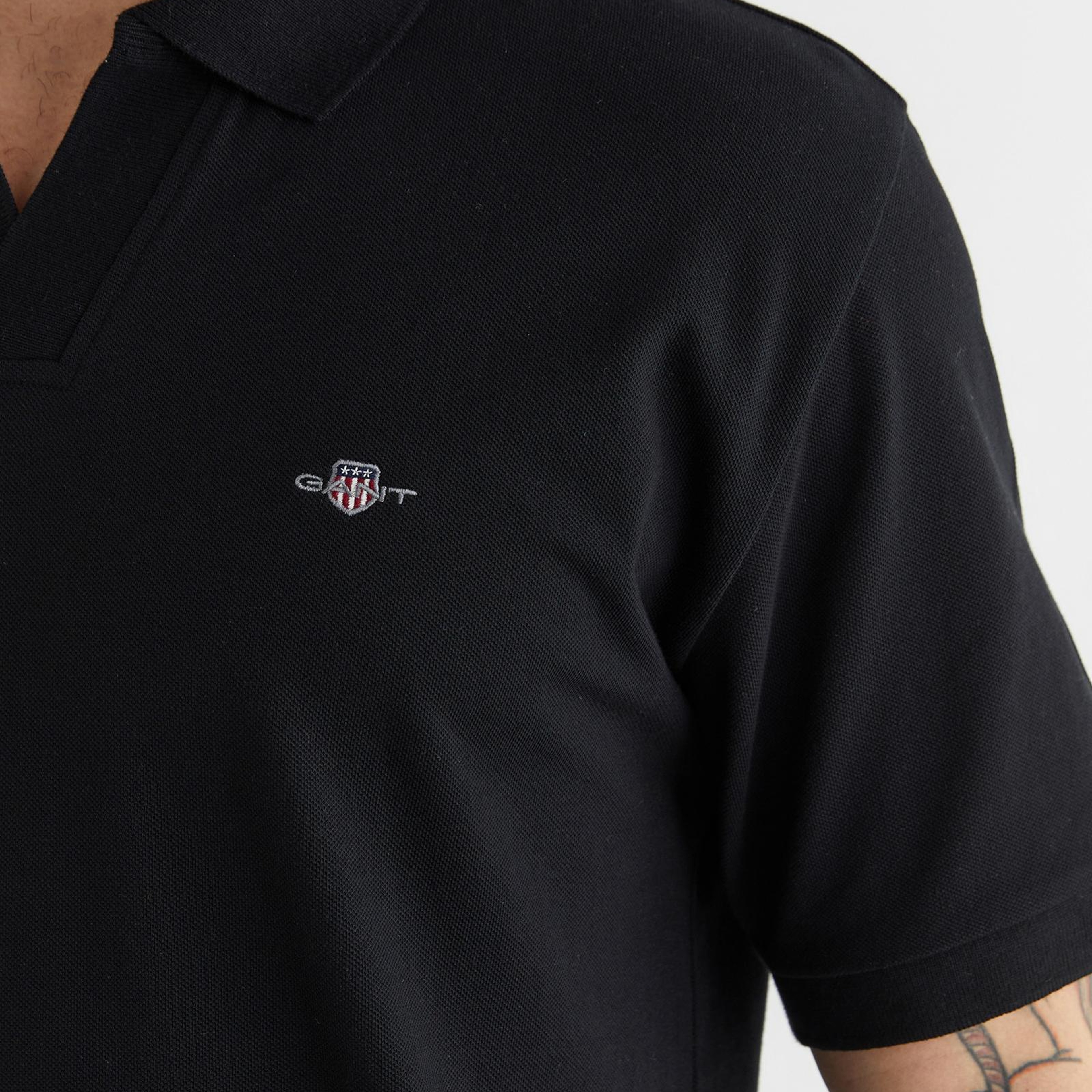 GANT Erkek Siyah Regular Fit Logolu Polo Yaka T-Shirt