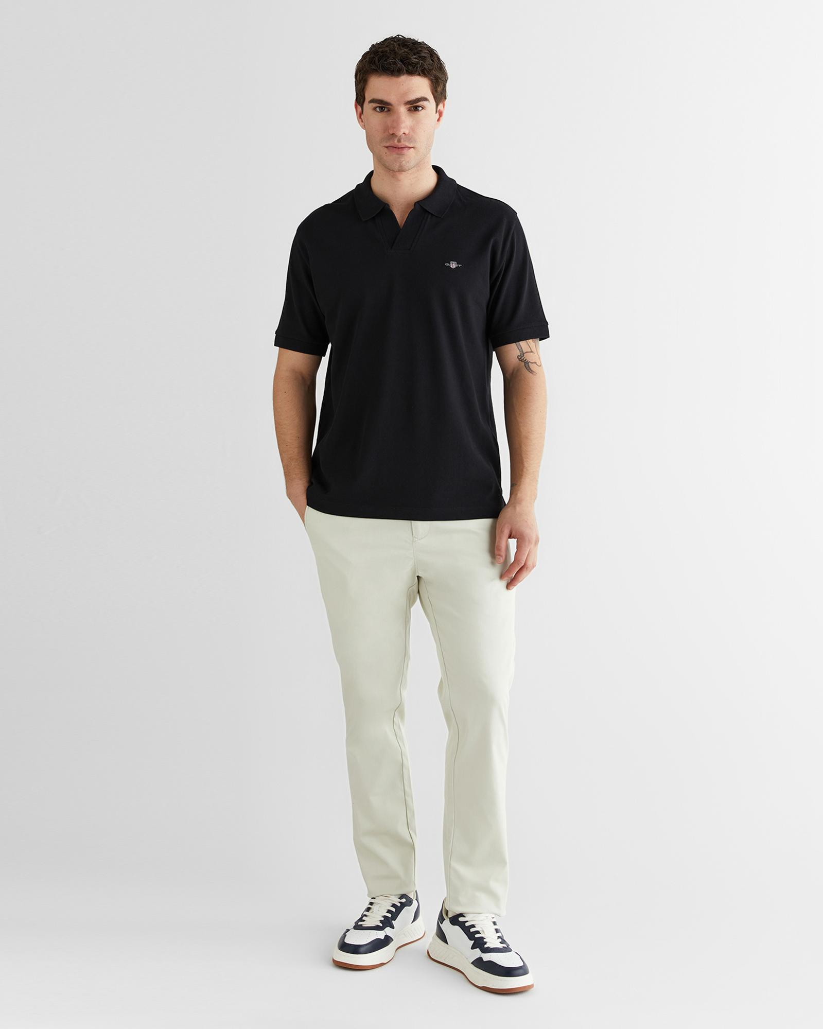 GANT Erkek Siyah Regular Fit Logolu Polo Yaka T-Shirt