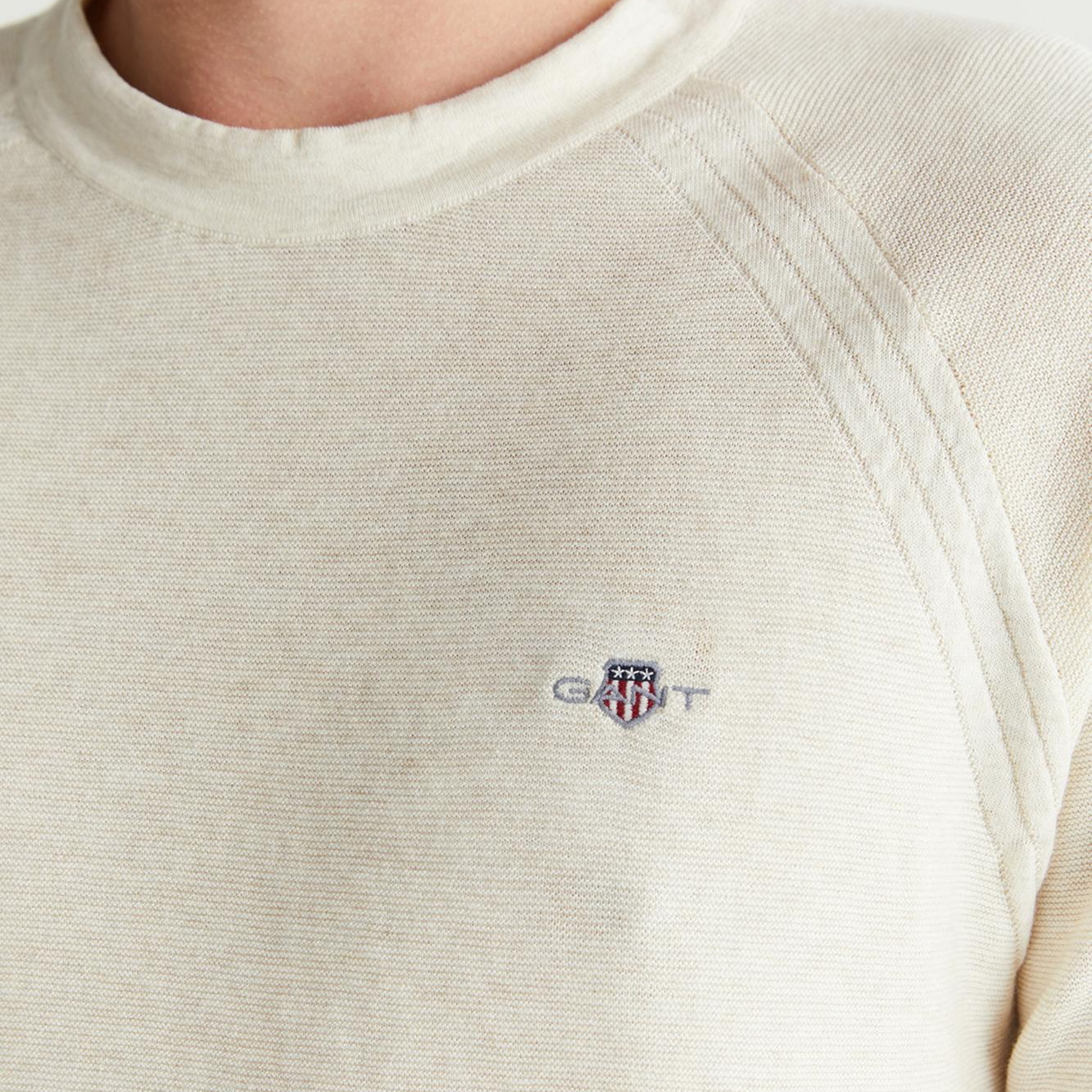 GANT Erkek Bej Regular Fit Bisiklet Yaka Logolu Kazak