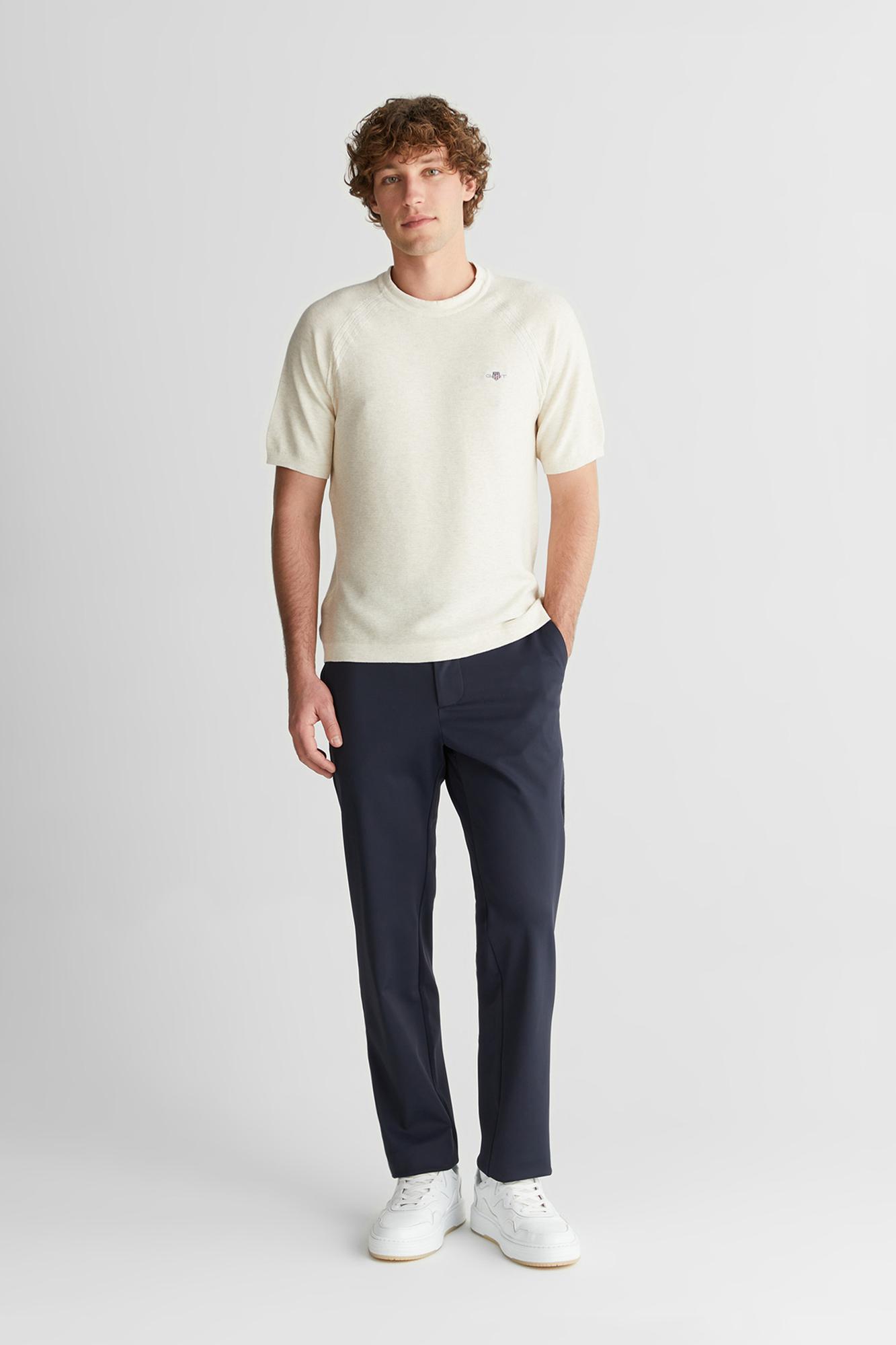 GANT Erkek Bej Regular Fit Bisiklet Yaka Logolu Kazak