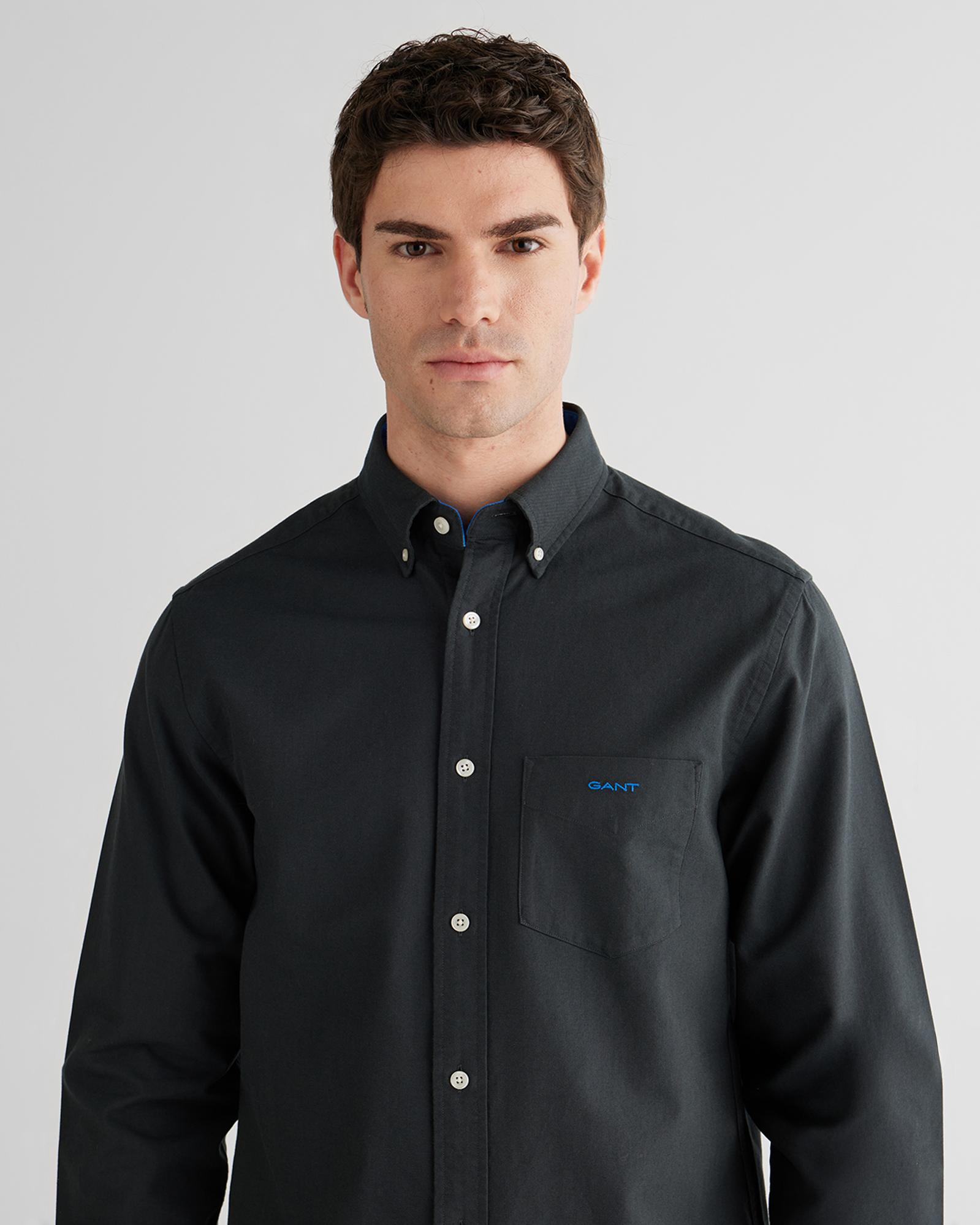 GANT Erkek Siyah Regular Fit Oxford Gömlek