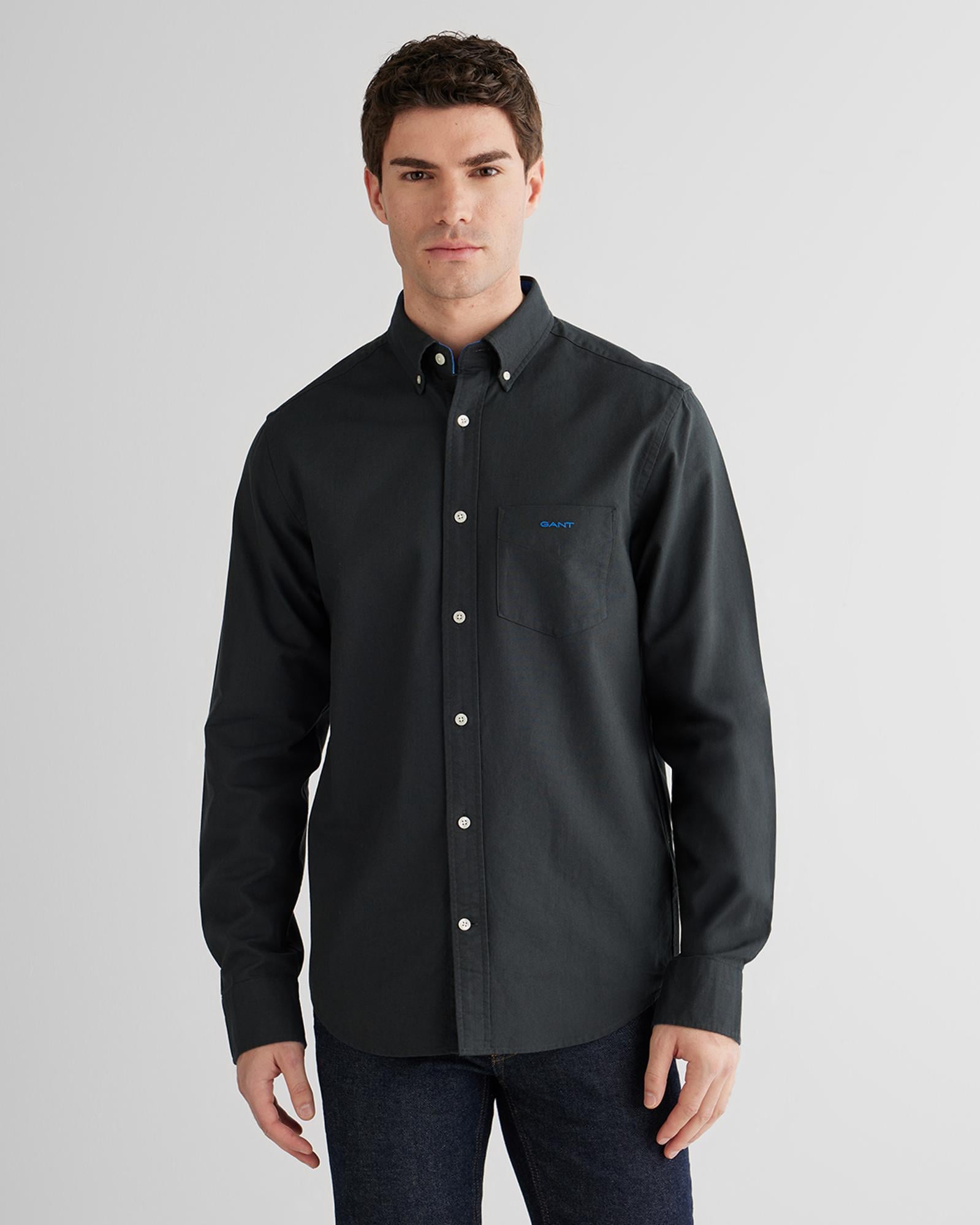 GANT Erkek Siyah Regular Fit Oxford Gömlek