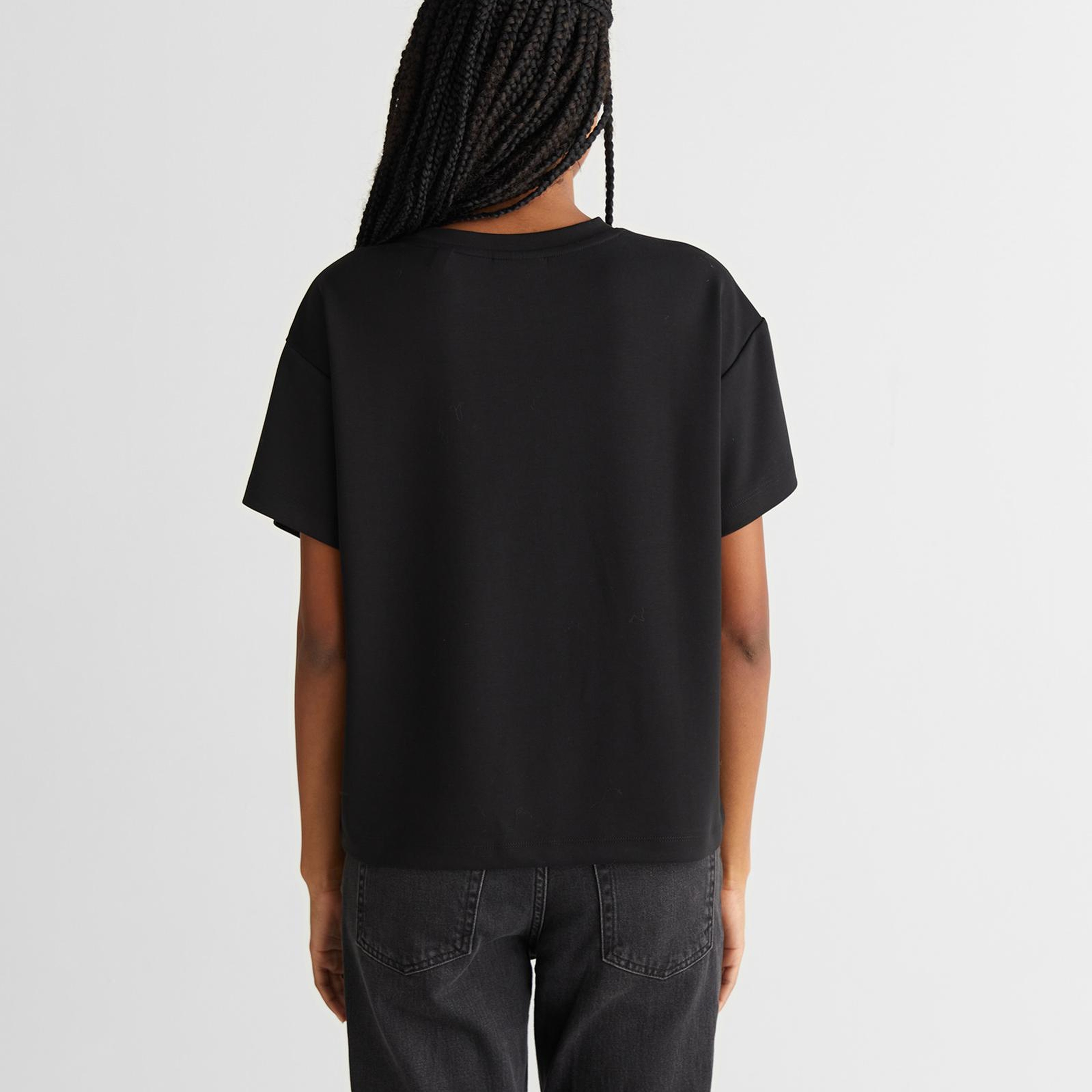 GANT Kadın Siyah Regular Fit Bisiklet Yaka T-Shirt