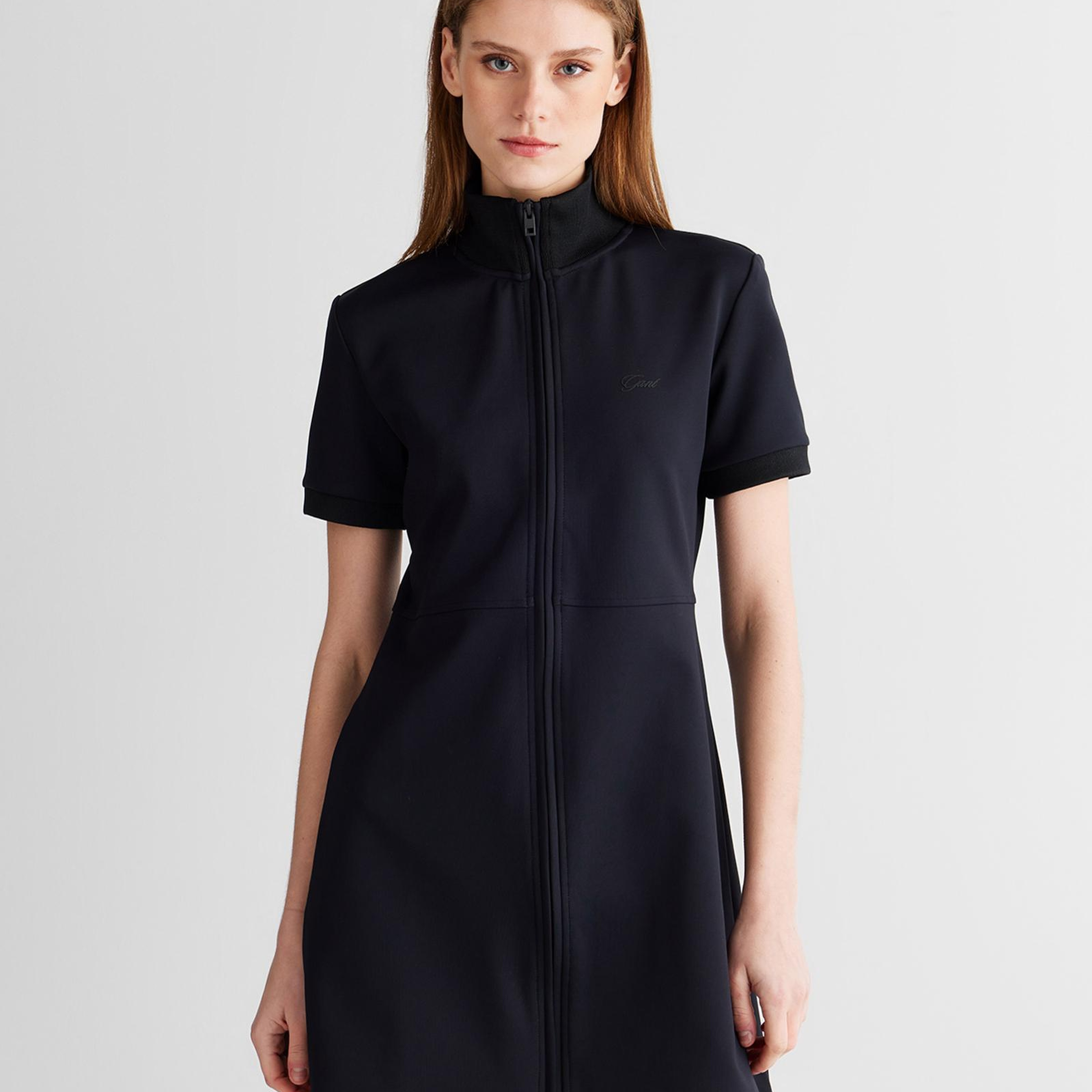 GANT Kadın Siyah Regular Fit Fermuarlı Elbise