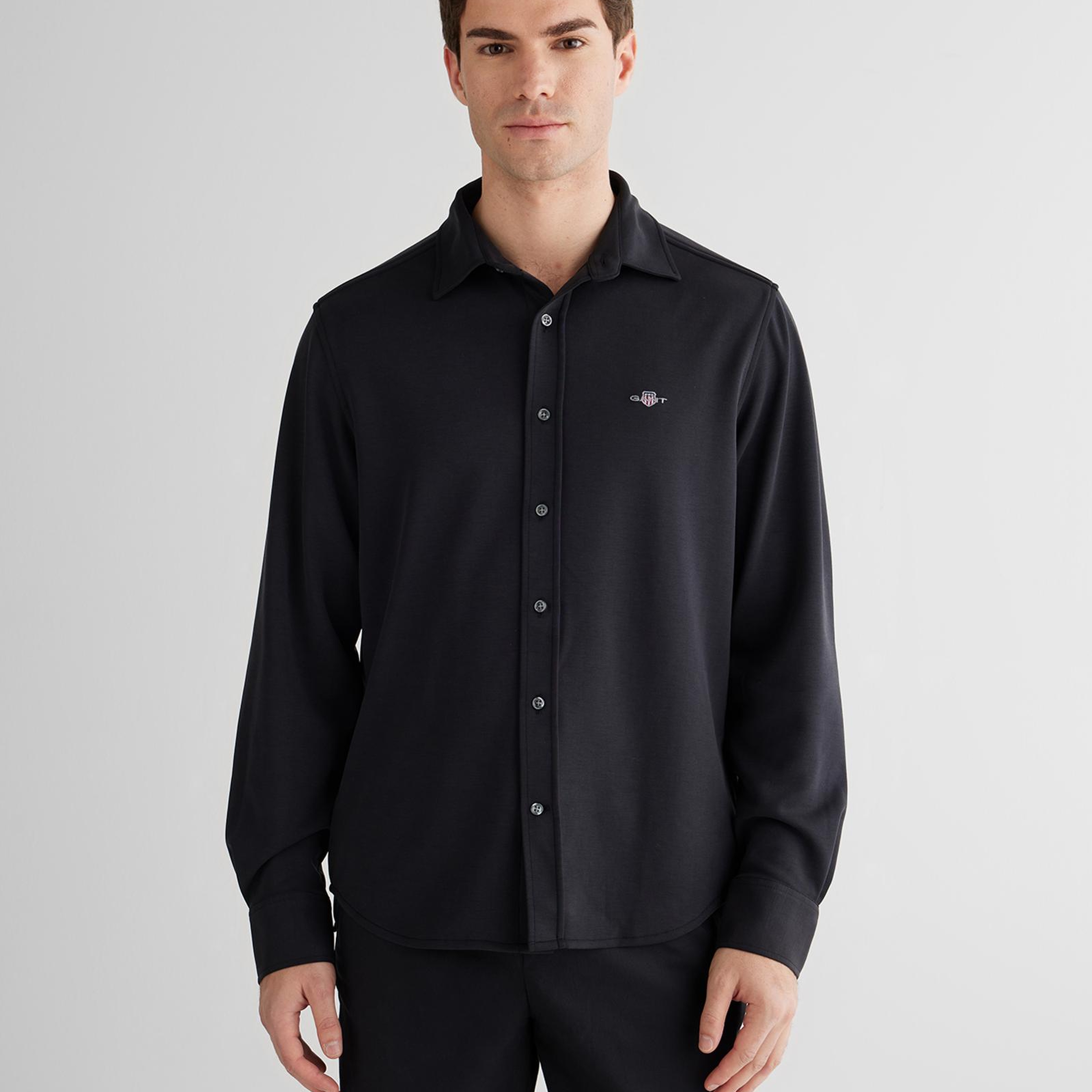 GANT Erkek Siyah Standart Fit  Gömlek