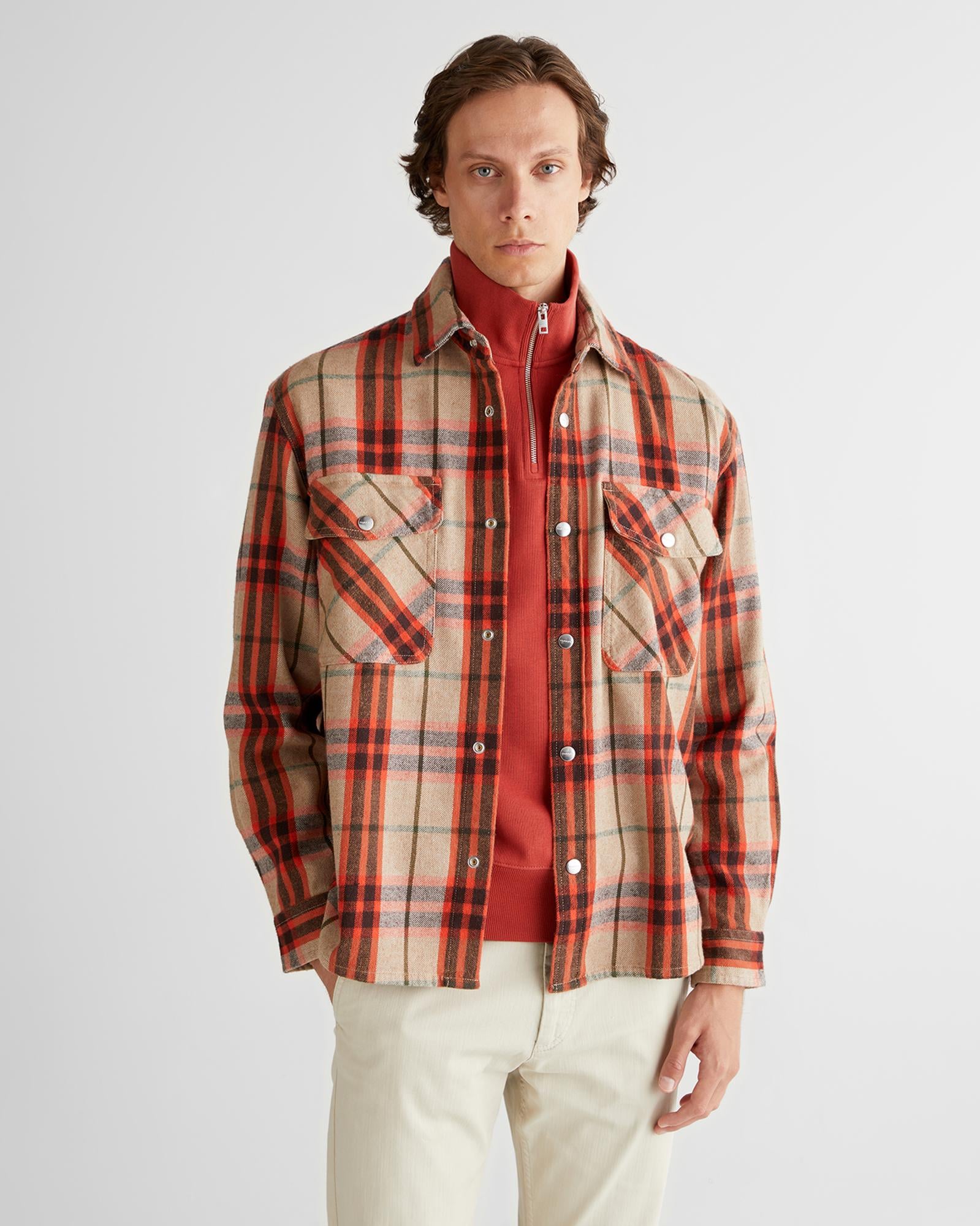 GANT Erkek Turuncu Relaxed Fit Bisiklet Yaka Gömlek