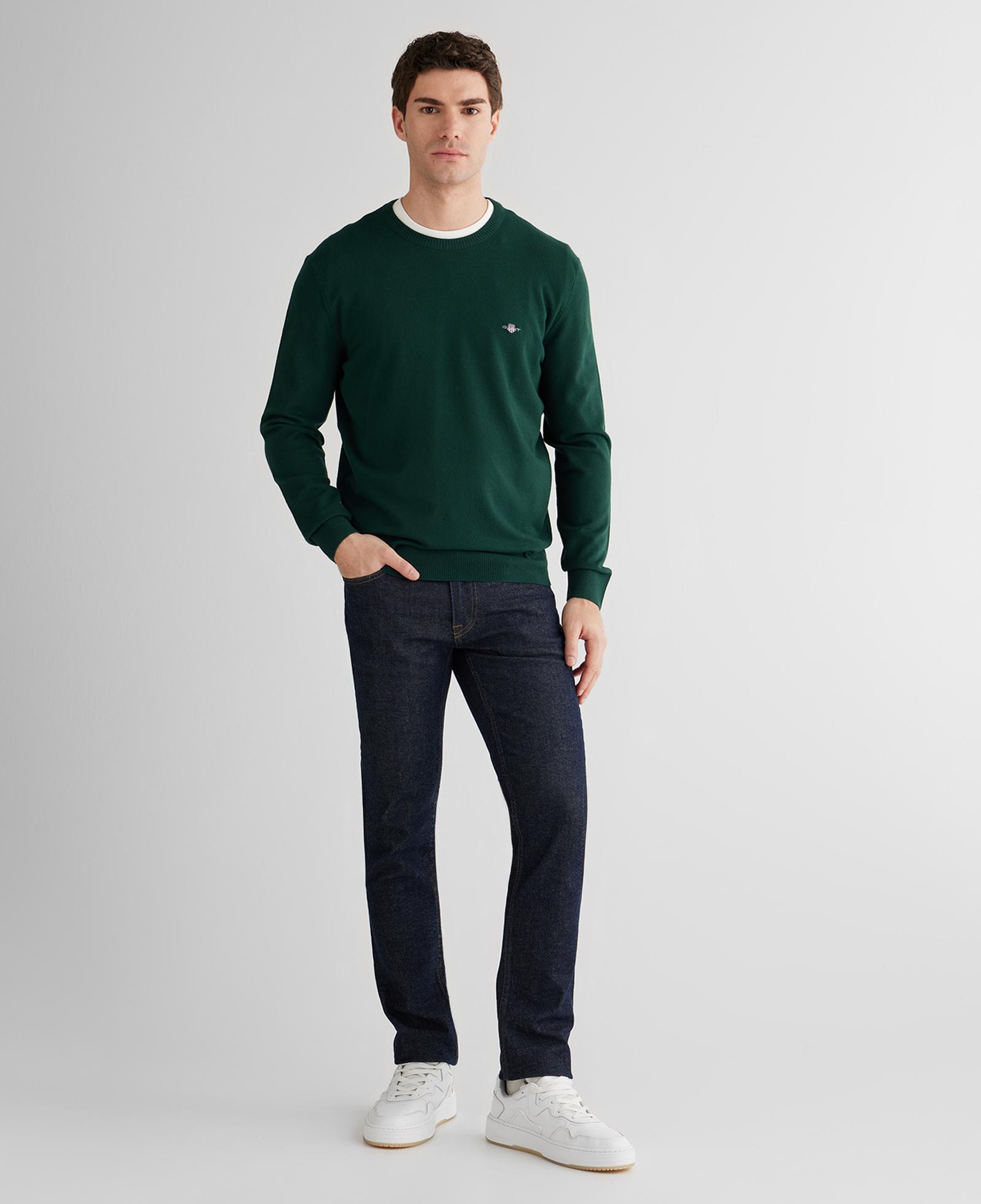 GANT Erkek Yeşil Standart Fit Bisiklet Yaka Triko