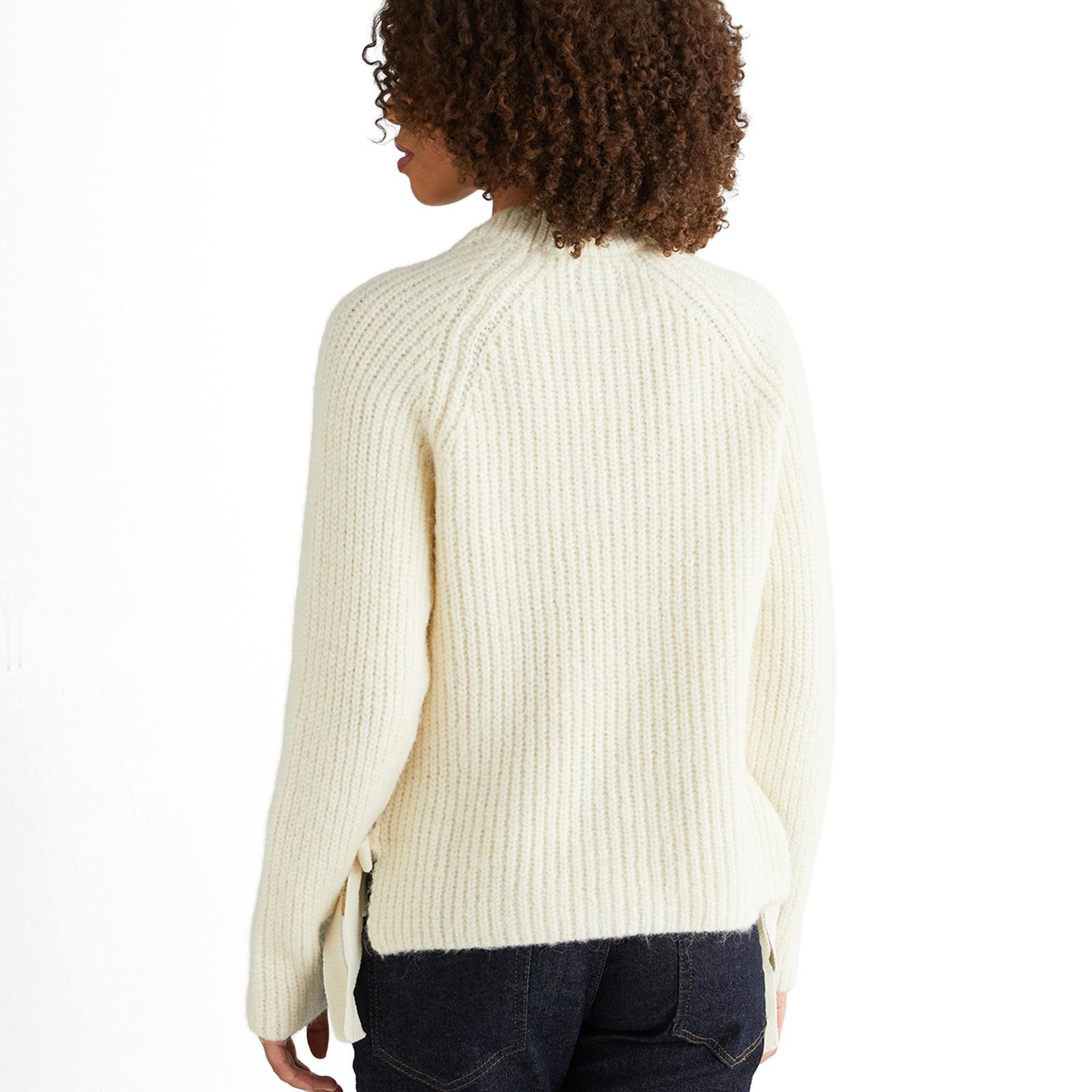 GANT Kadın Krem Cropped Fit Bisiklet Yaka Triko