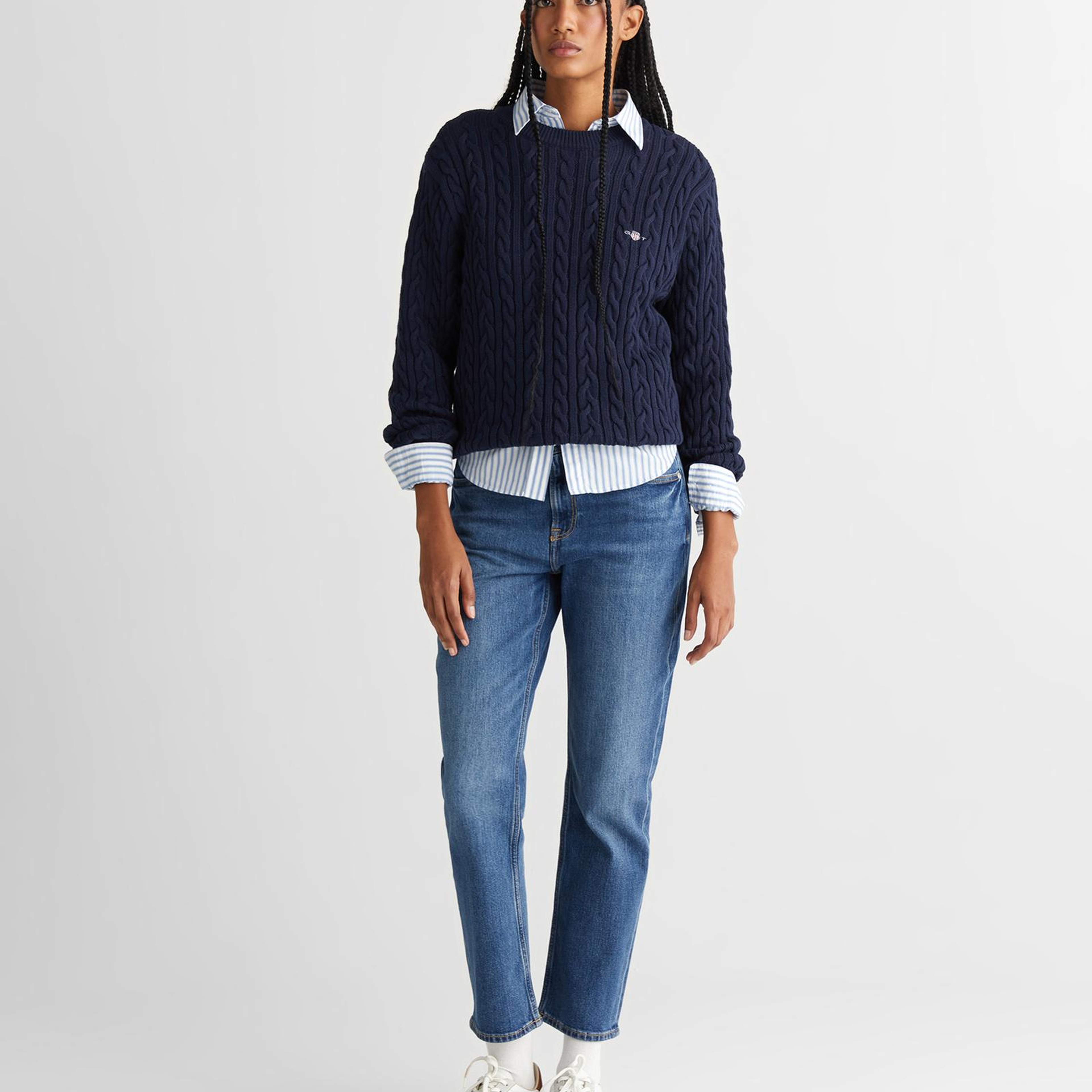 GANT Kadın Lacivert Relaxed Fit Bisiklet Yaka Triko