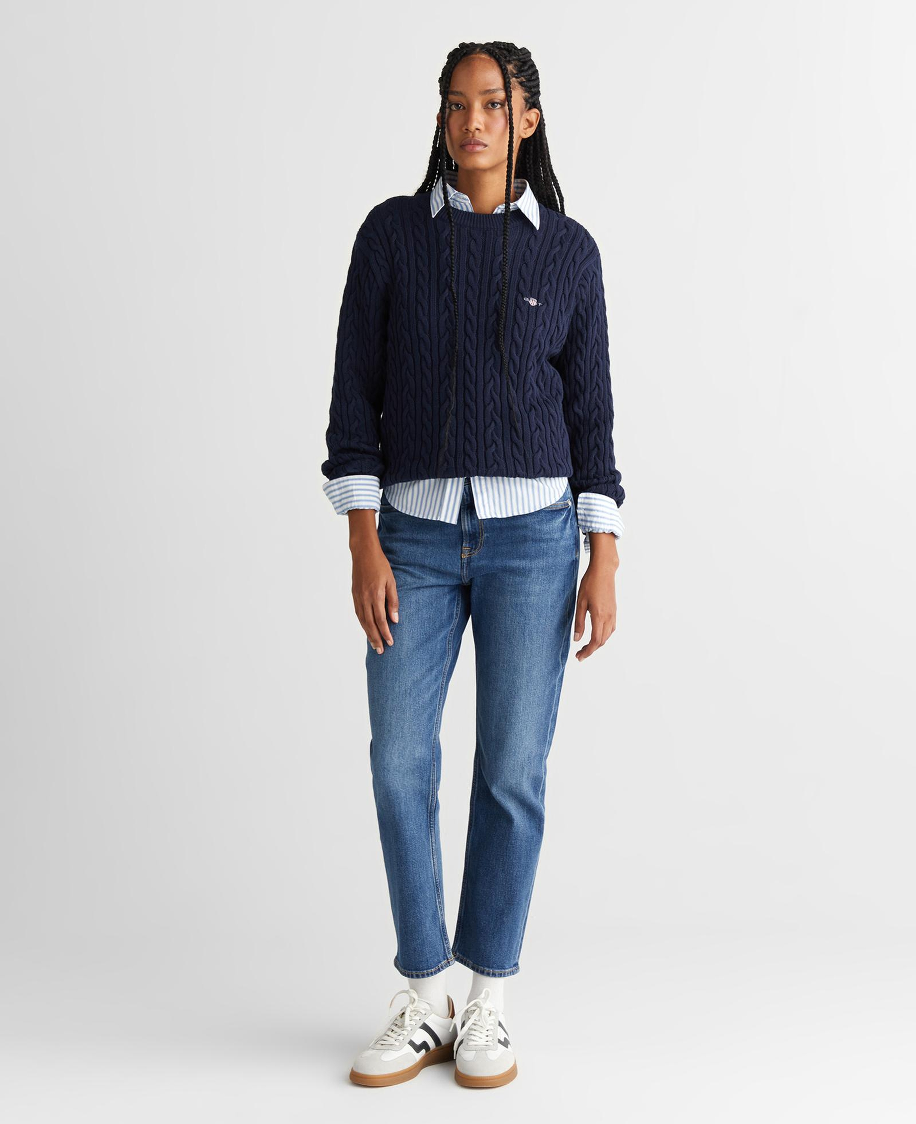 GANT Kadın Lacivert Relaxed Fit Bisiklet Yaka Triko