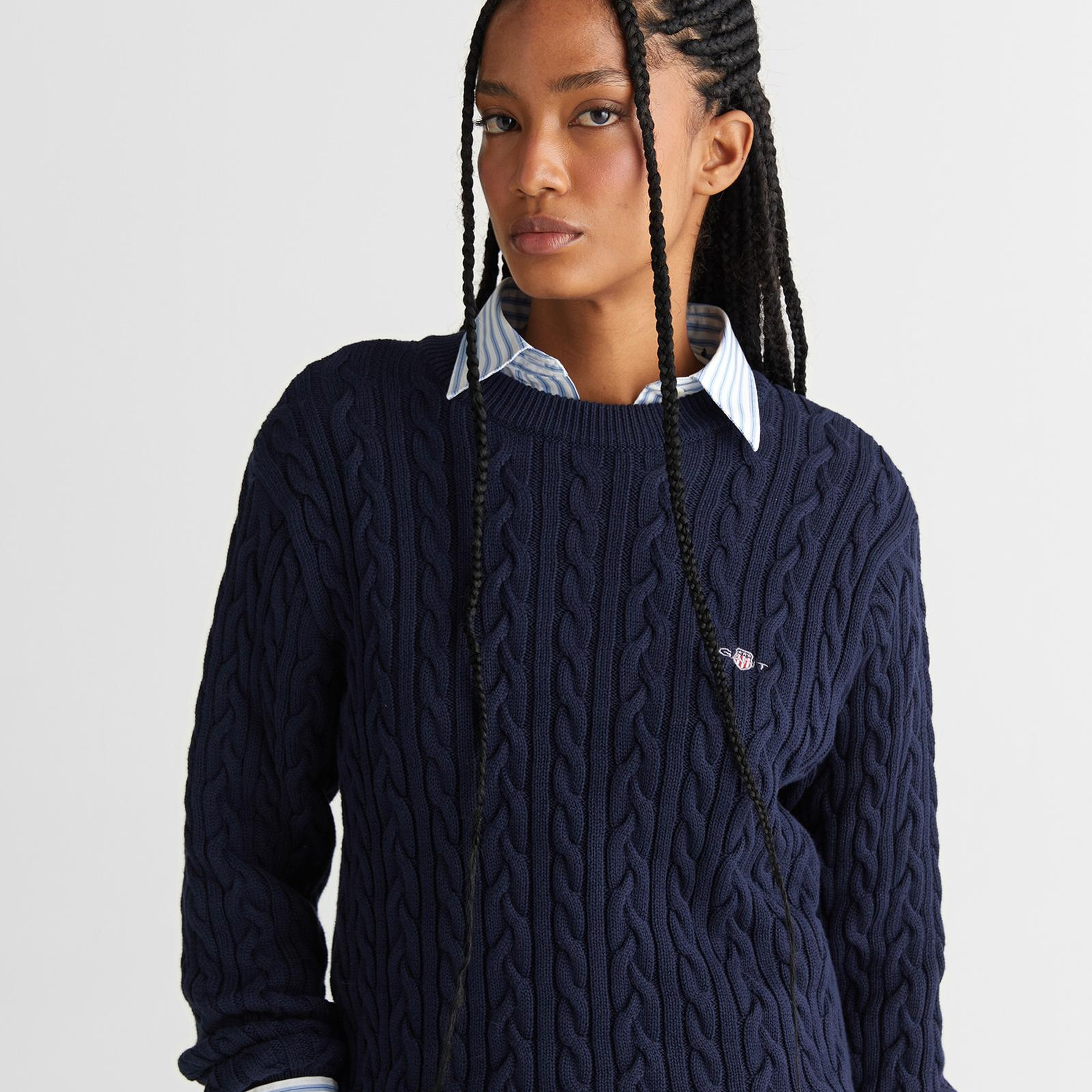 GANT Kadın Lacivert Relaxed Fit Bisiklet Yaka Triko