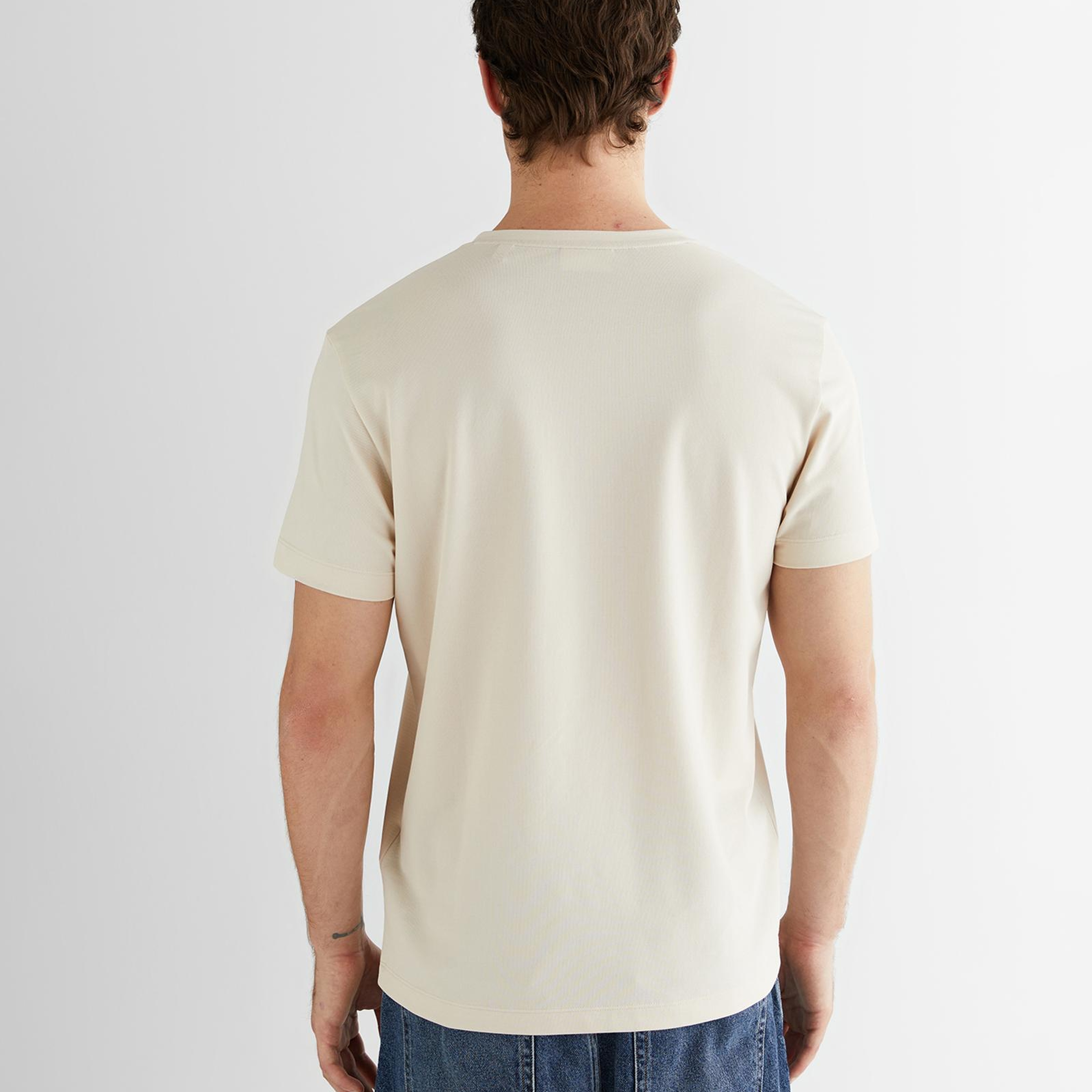 GANT Erkek Bej Regular Fit Bisiklet Yaka T-Shirt