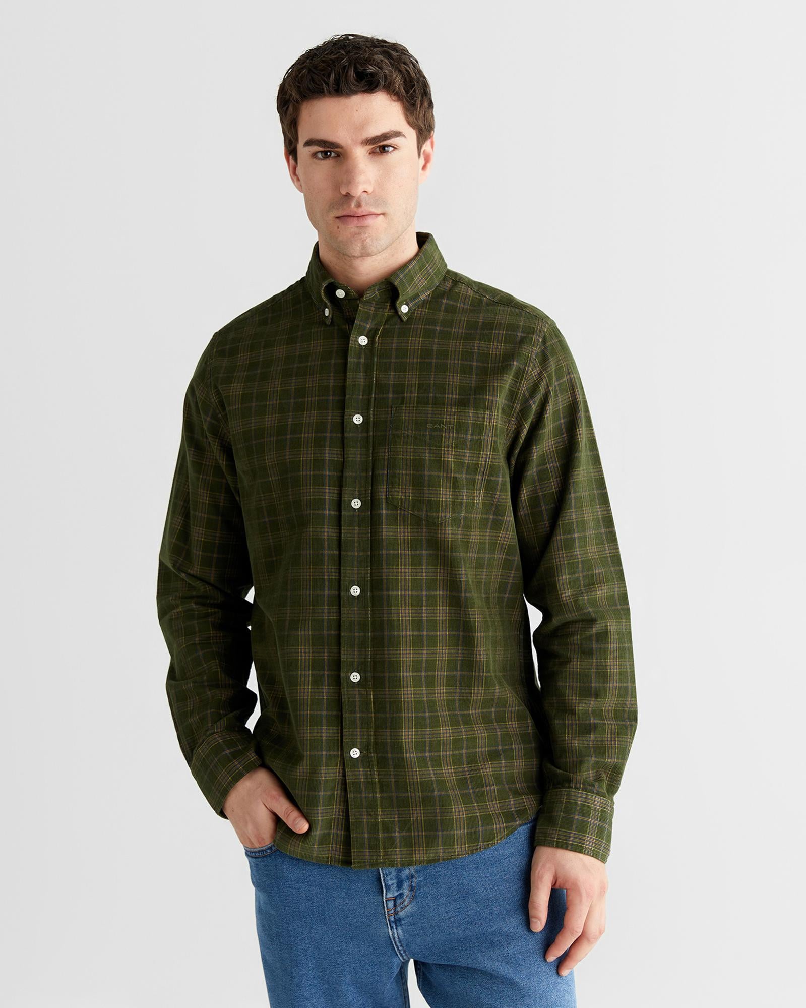 GANT Erkek Yeşil Regular Fit Düğmeli Gömlek