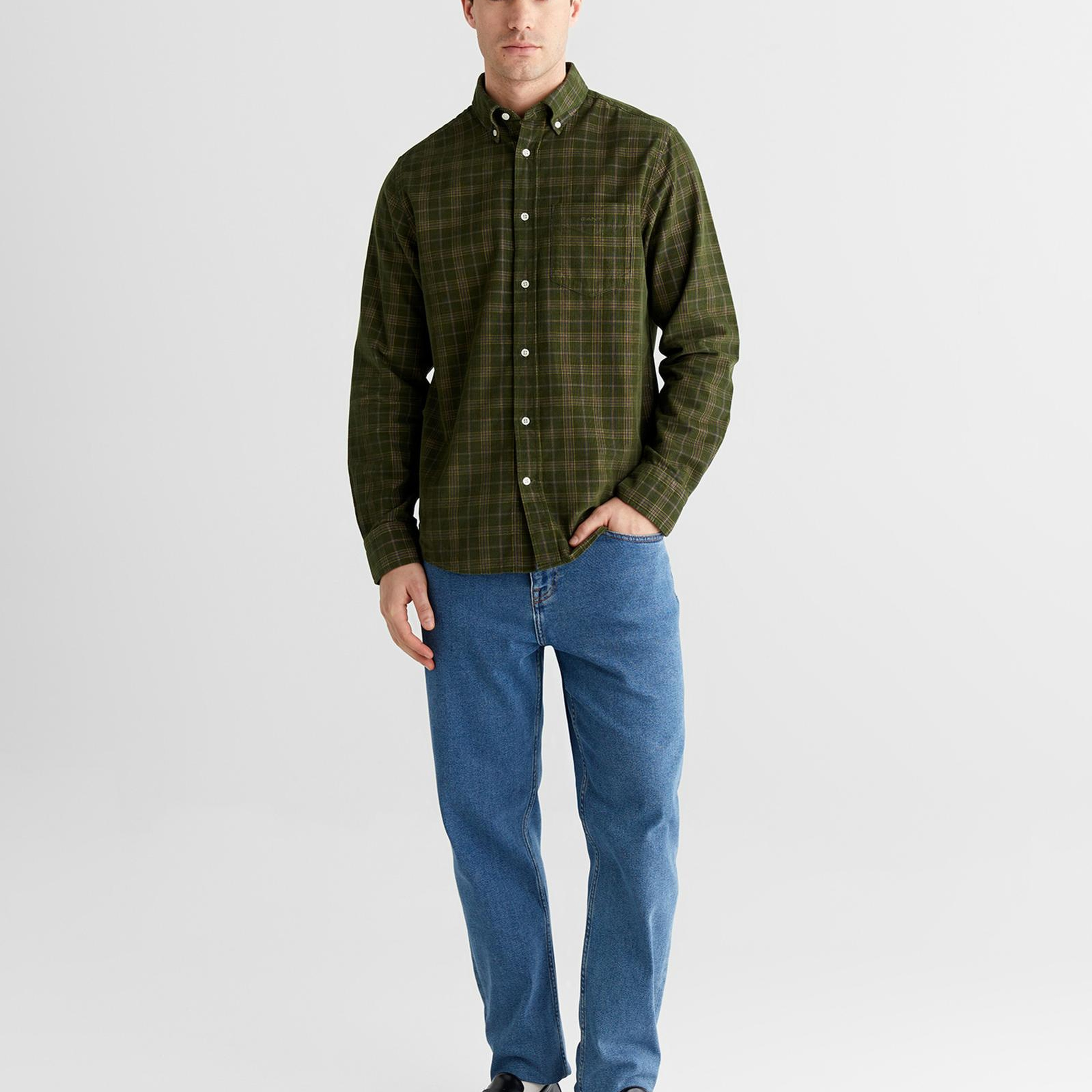 GANT Erkek Yeşil Regular Fit Düğmeli Gömlek