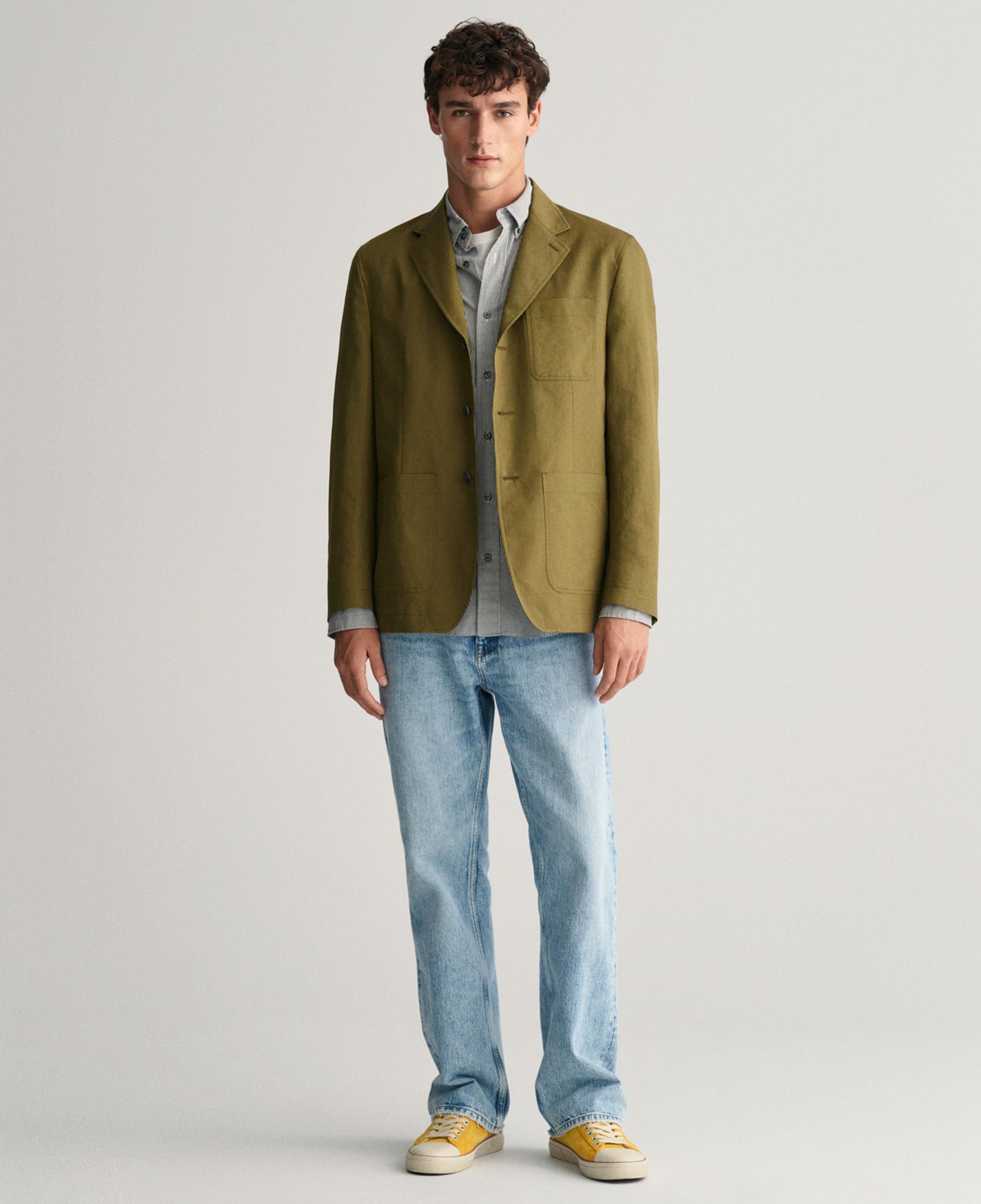 GANT Erkek Siyah Regular Fit Düğmeli Yaka Çizgili Gömlek