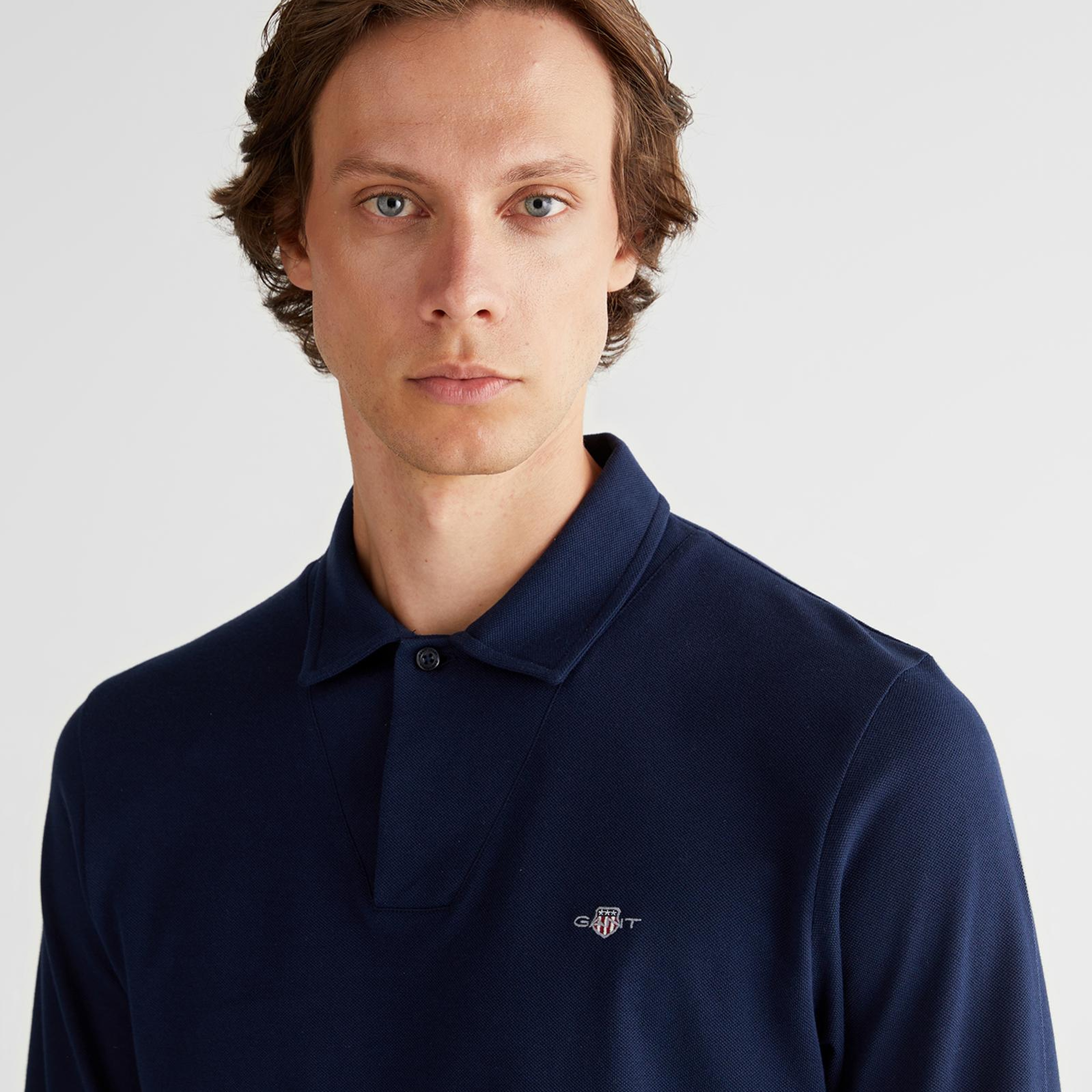 GANT Erkek Lacivert Slim Fit V Yaka Polo