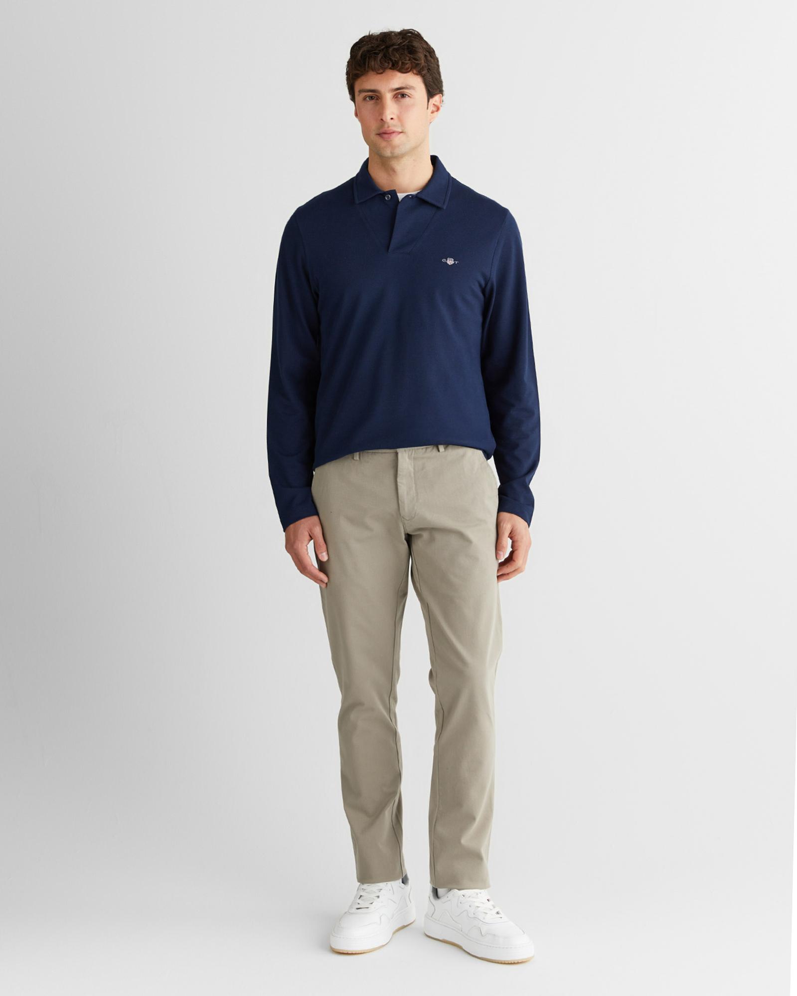 GANT Erkek Lacivert Slim Fit V Yaka Polo