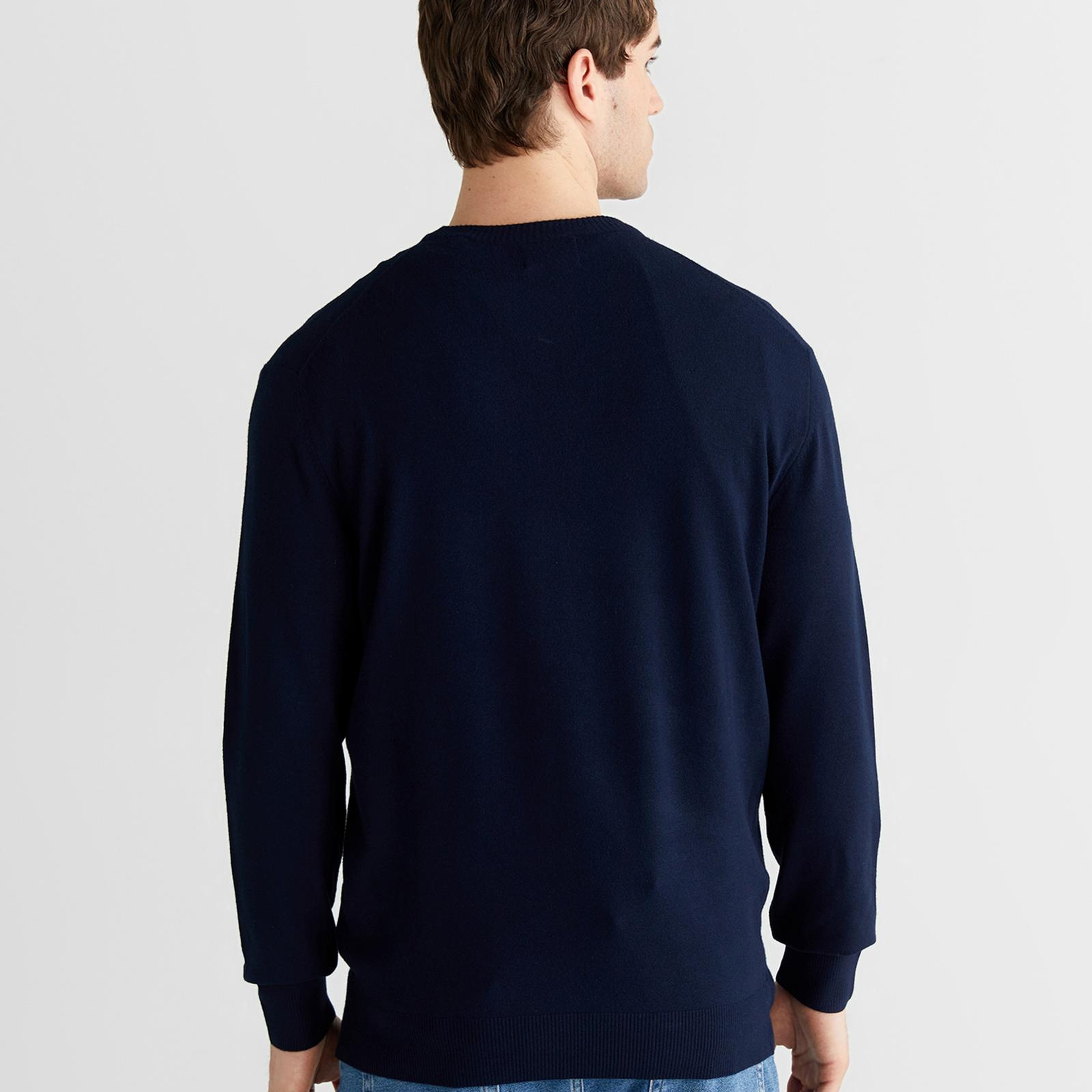 GANT Erkek Lacivert Standart Fit Bisiklet Yaka Triko