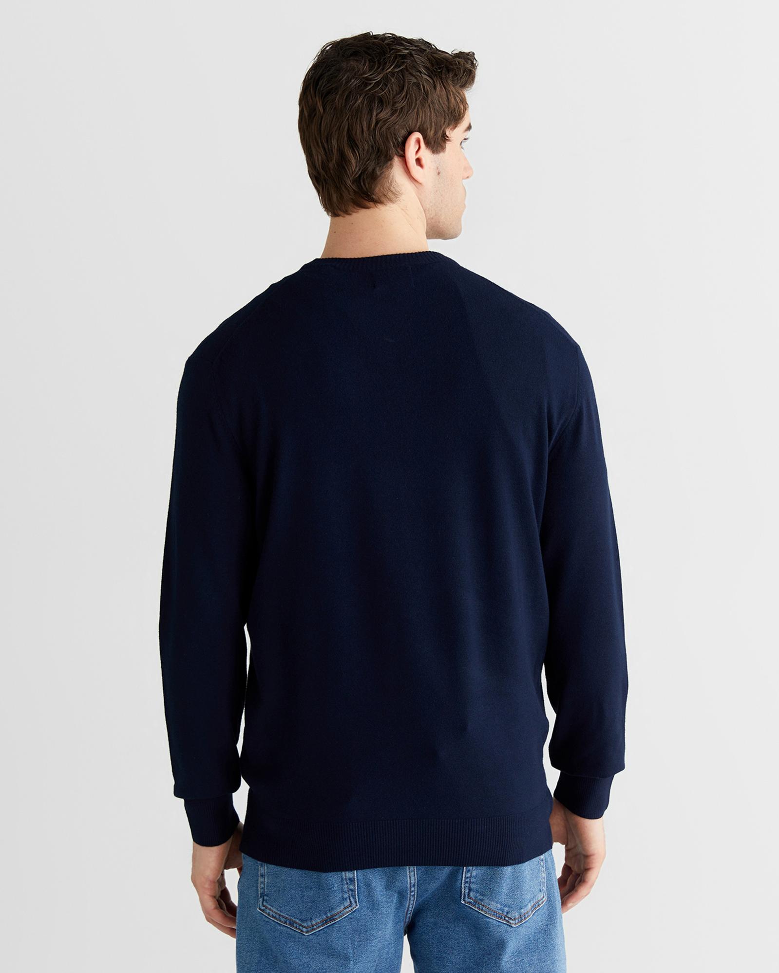 GANT Erkek Lacivert Standart Fit Bisiklet Yaka Triko