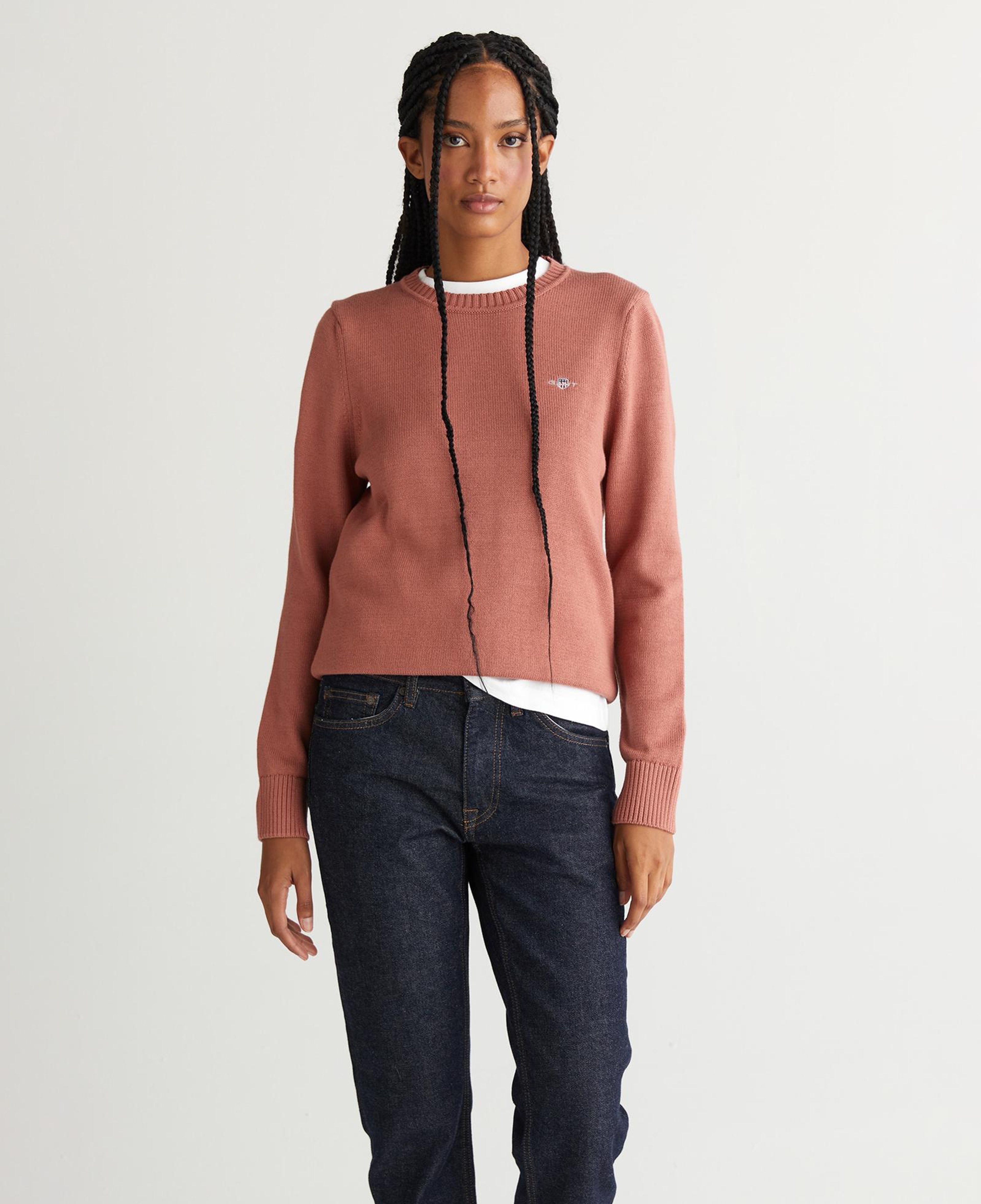 GANT Kadın Pembe Regular Fit Bisiklet Yaka Triko