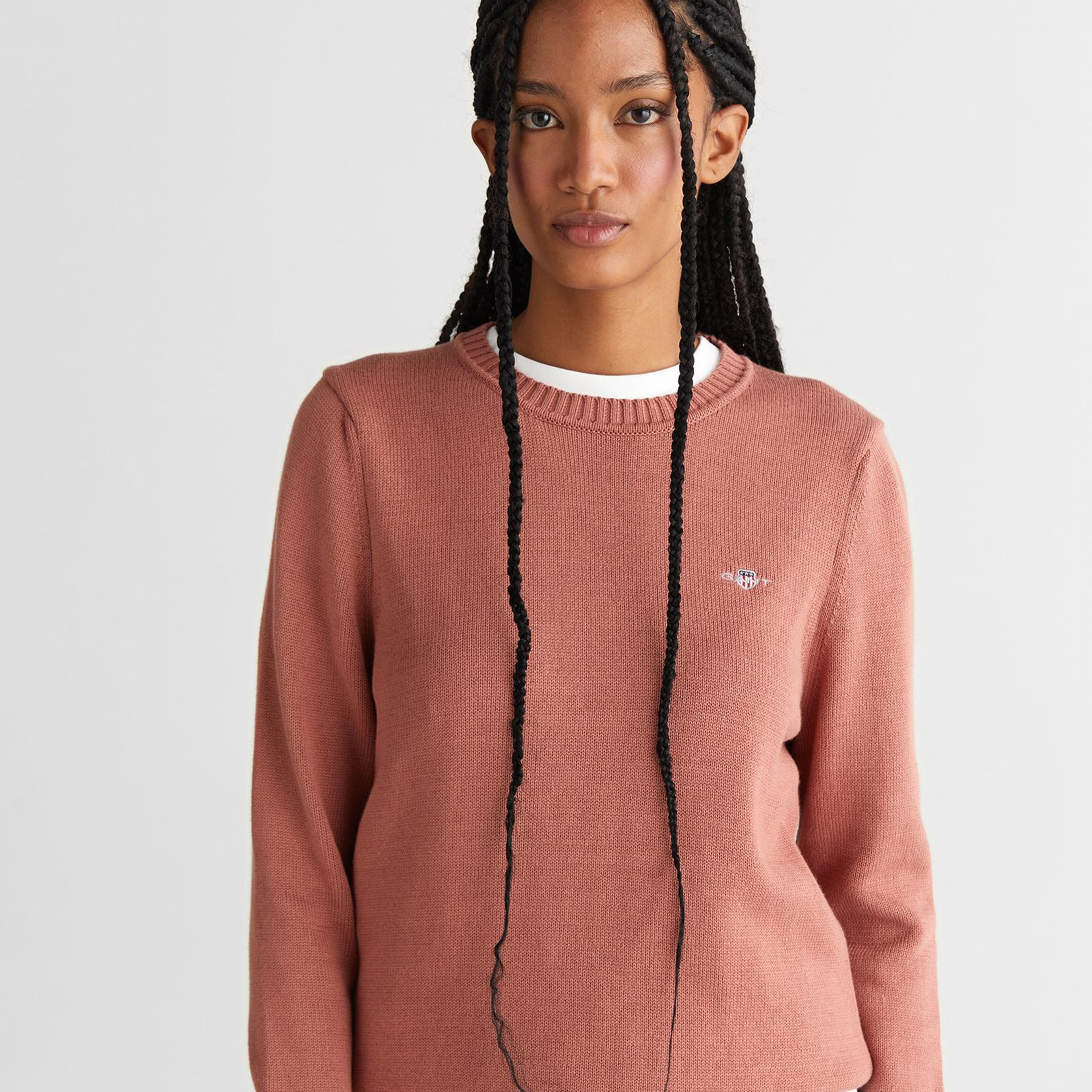 GANT Kadın Pembe Regular Fit Bisiklet Yaka Triko