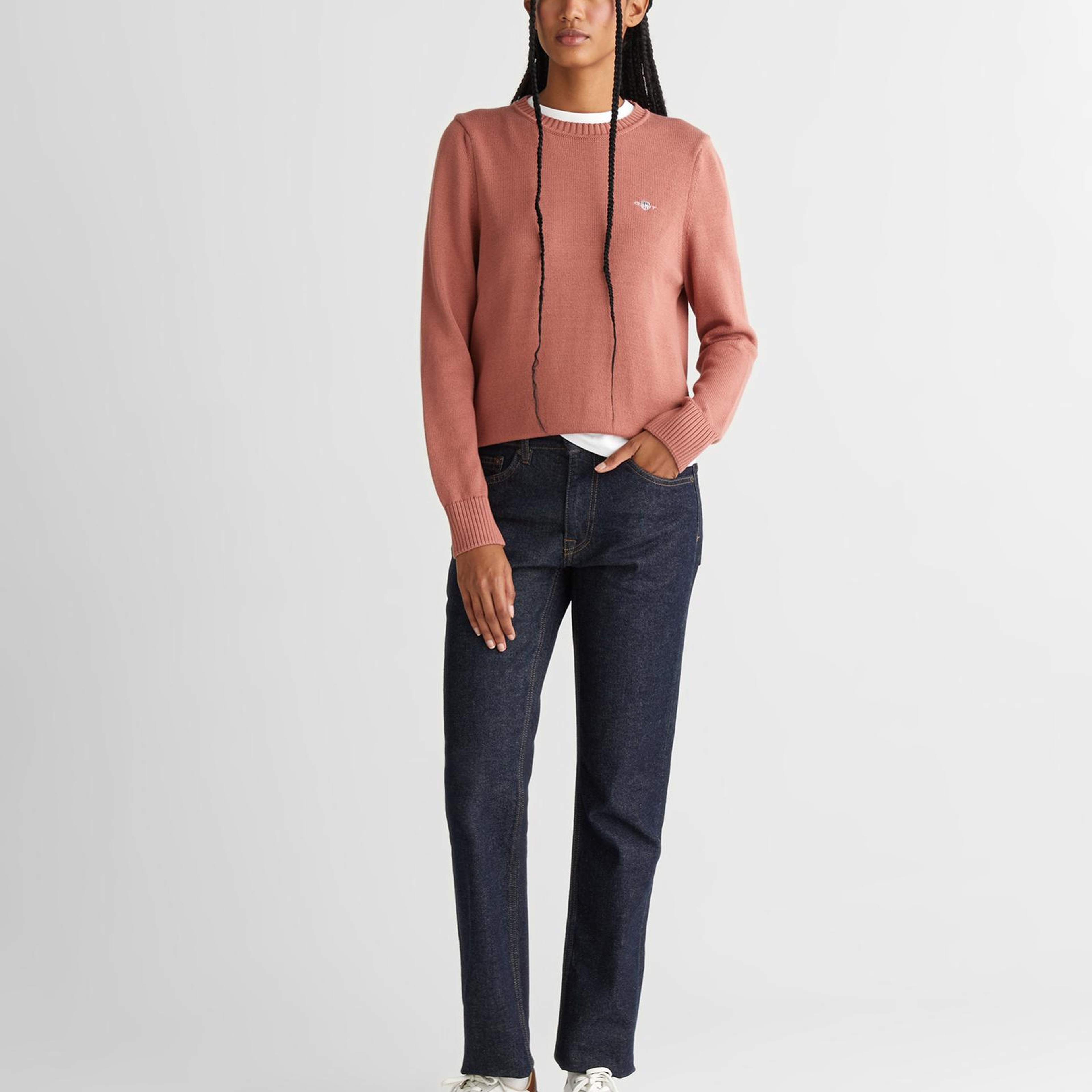 GANT Kadın Pembe Regular Fit Bisiklet Yaka Triko