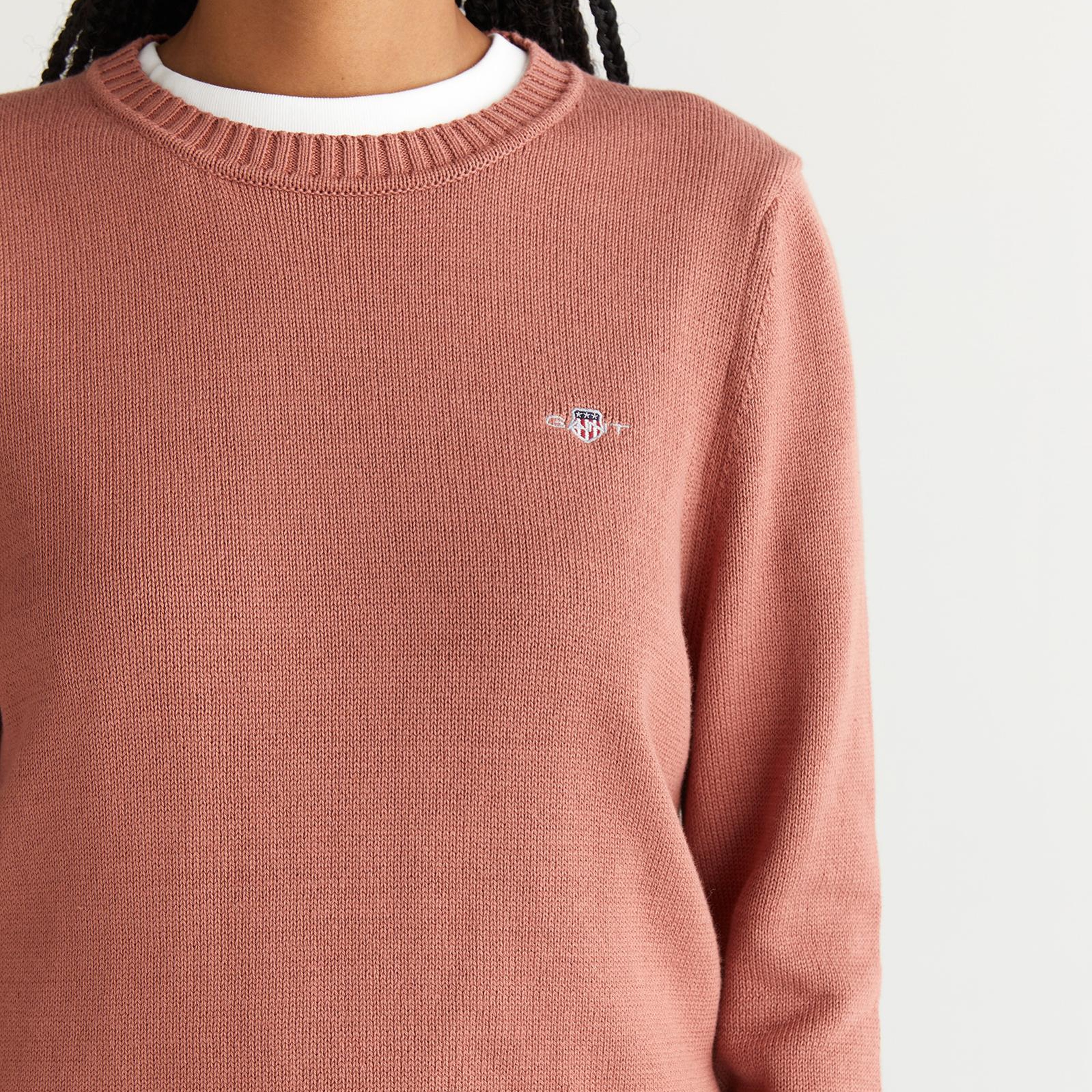 GANT Kadın Pembe Regular Fit Bisiklet Yaka Triko