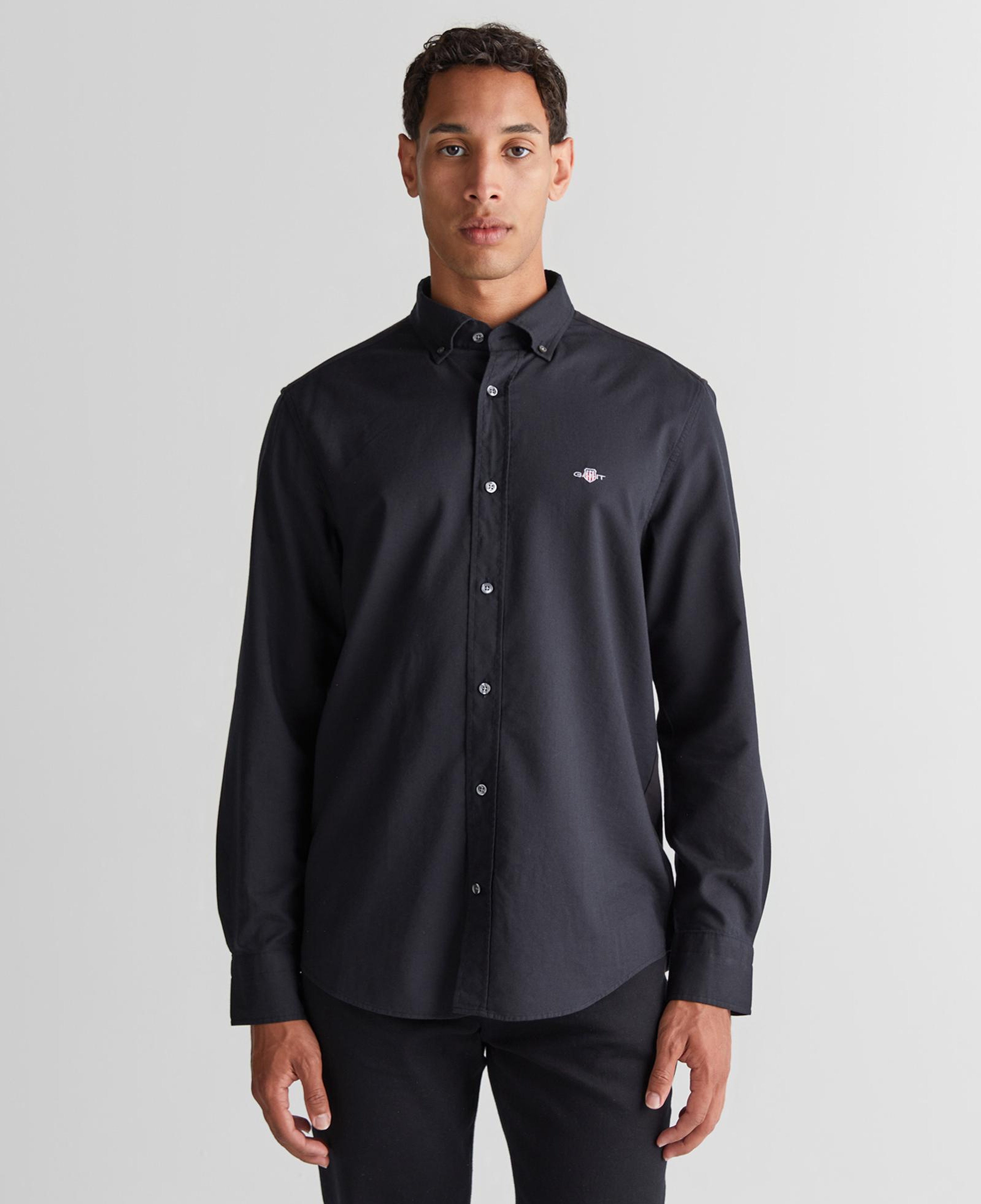 GANT Erkek Siyah Düğmeli Yaka Logolu Gömlek