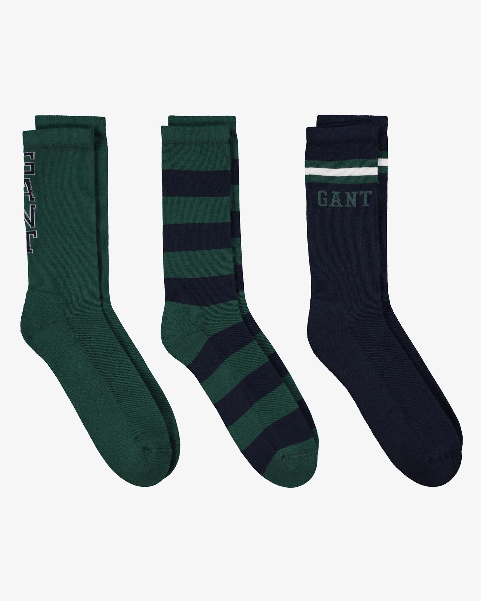 GANT Unisex Yeşil Standart 3'lü Fit Çorap